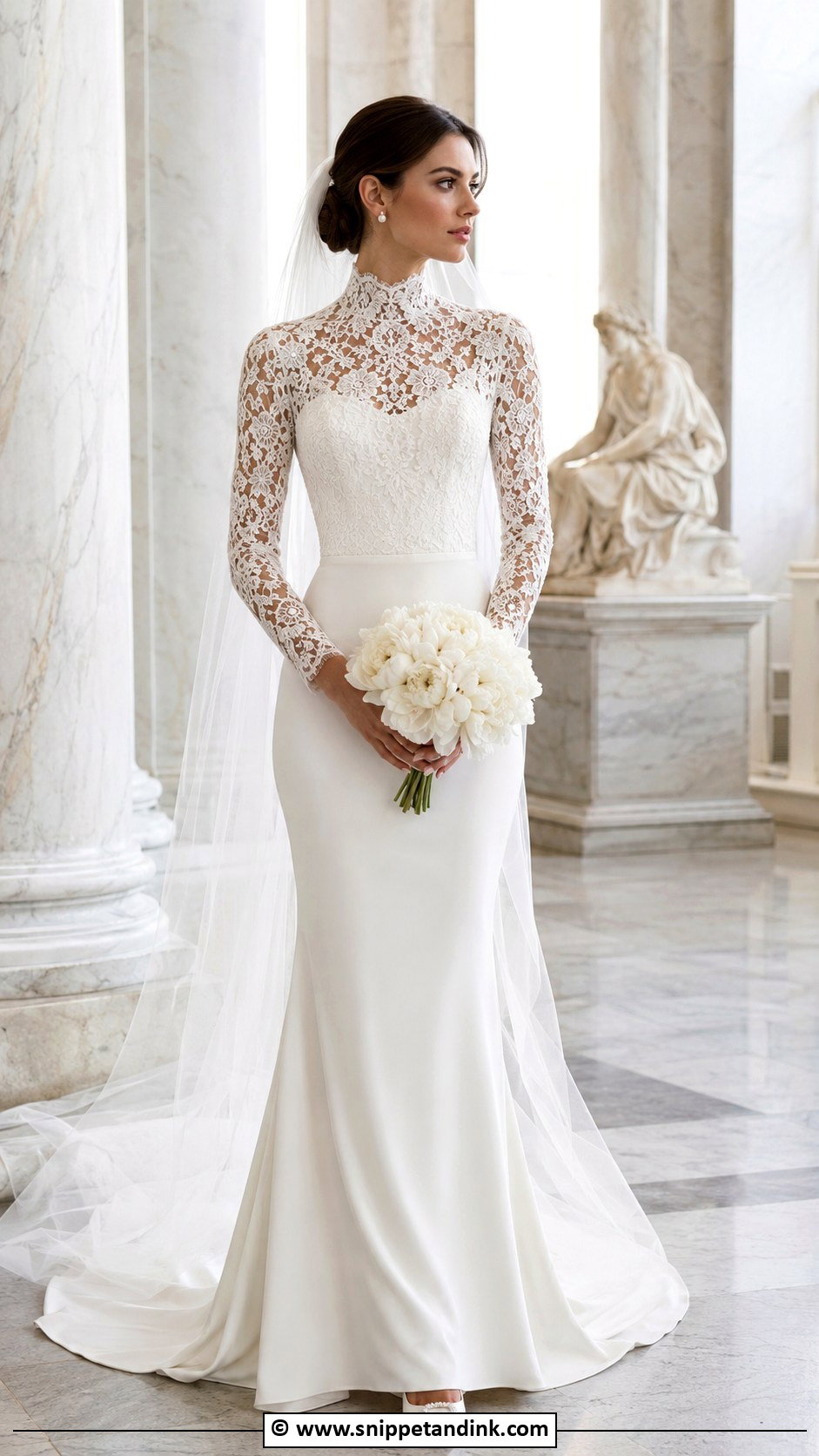 High Neck Wedding Dress Outfit - Snippet and Ink - 25 Bride Wedding Outfits