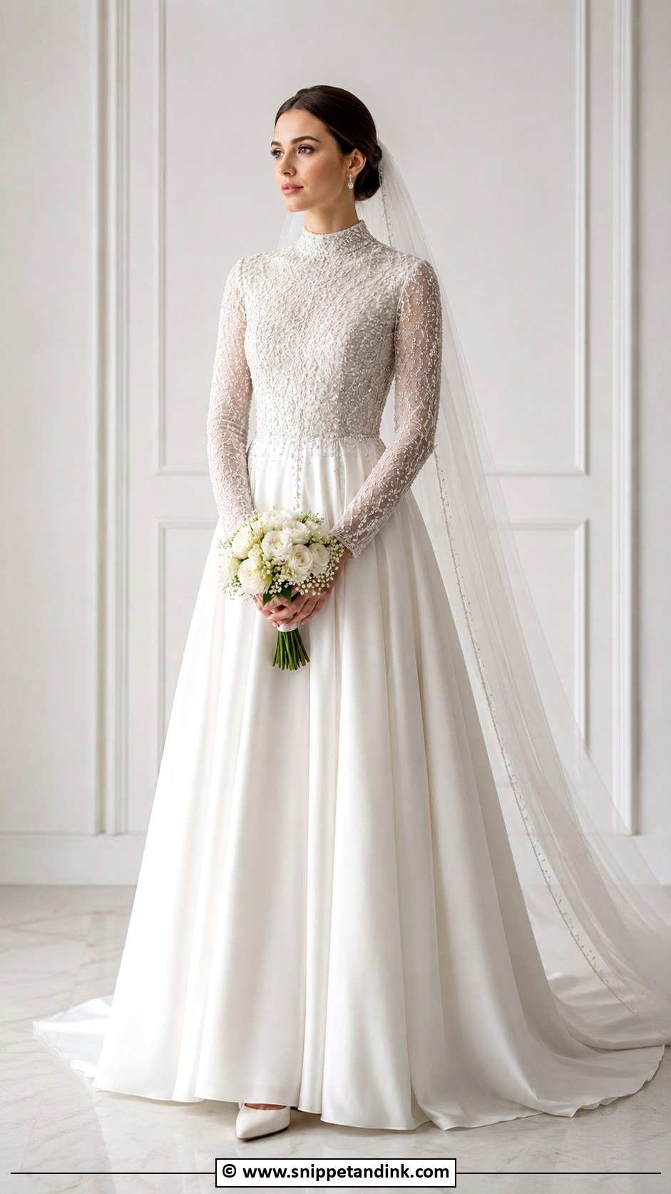 High Neck Wedding Dress With Beaded Bodice - Snippet and Ink - 30 Extravagant Wedding Dresses
