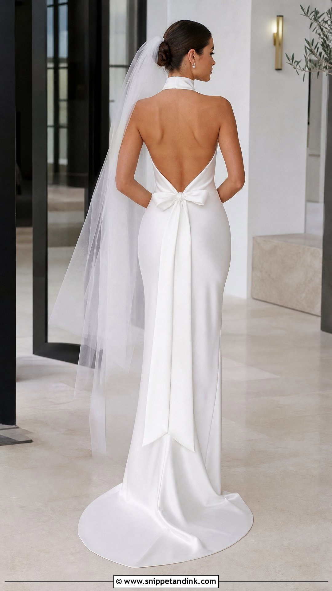 High Neck Wedding Dress With Bow Back - Snippet and Ink - 20 Wedding Dress with Bows Ideas