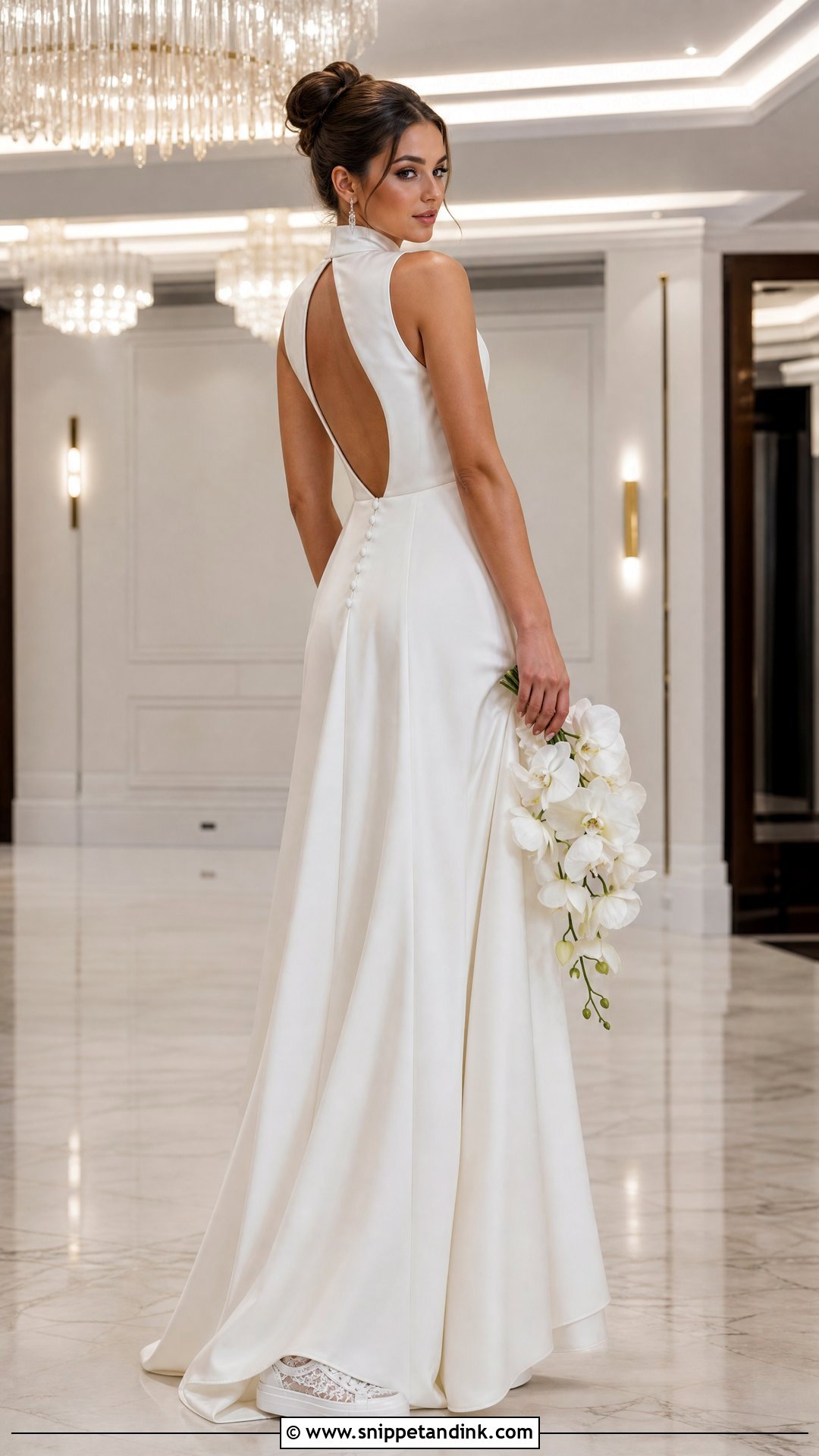 High Neck Wedding Dress With Bridal Sneakers - Snippet and Ink - 20 Sport Wedding Dress Ideas