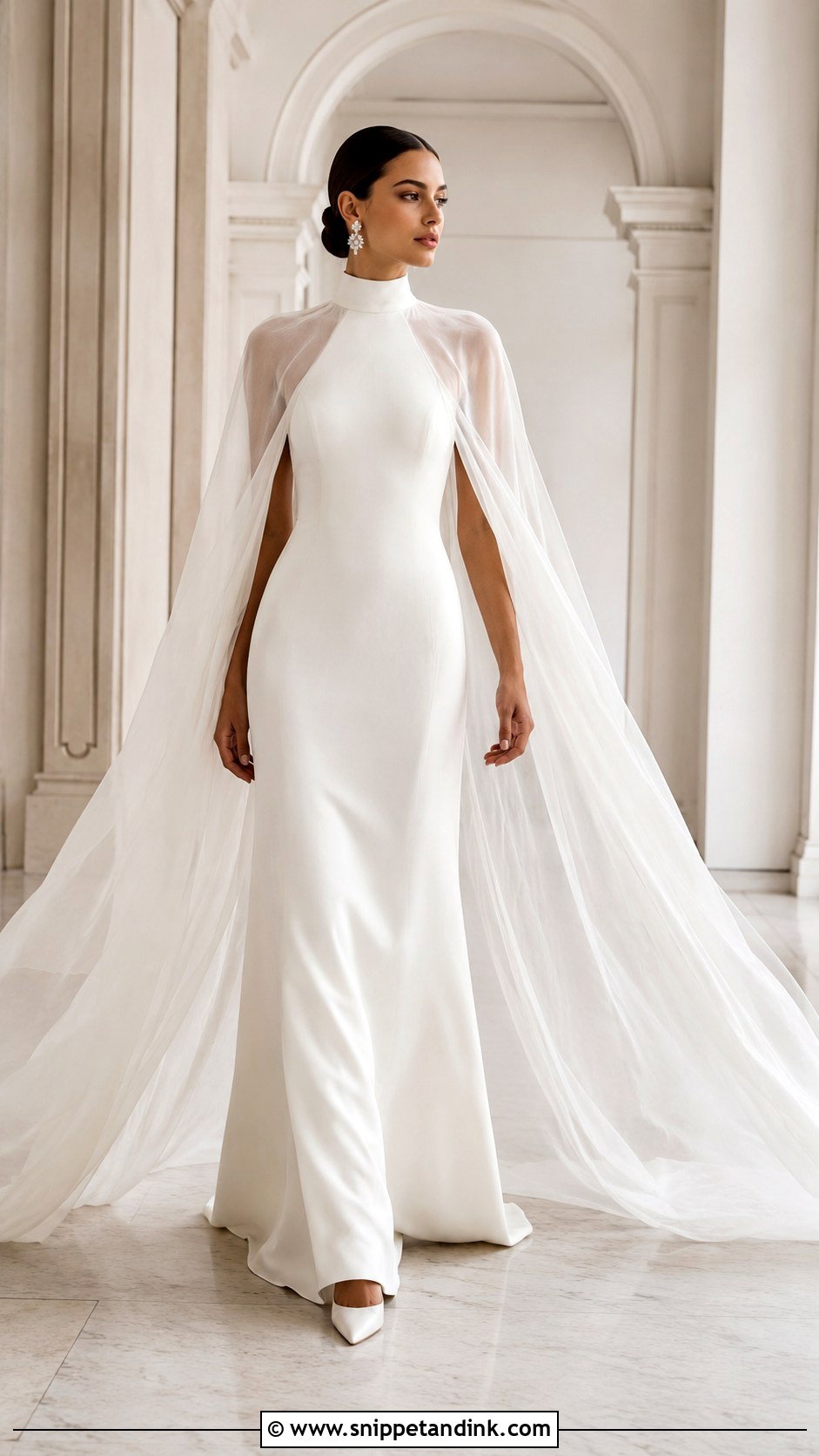 High Neck Wedding Dress With Cape - Snippet and Ink - 20 Dramatic Wedding Dresses