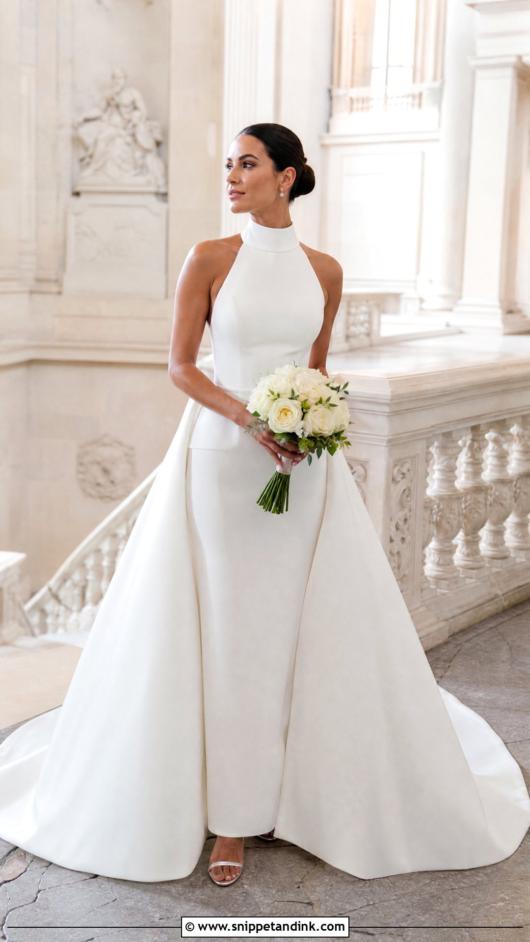 High Neck Wedding Dress With Detachable Train - Snippet and Ink - 25 Detachable Train Wedding Dress Ideas