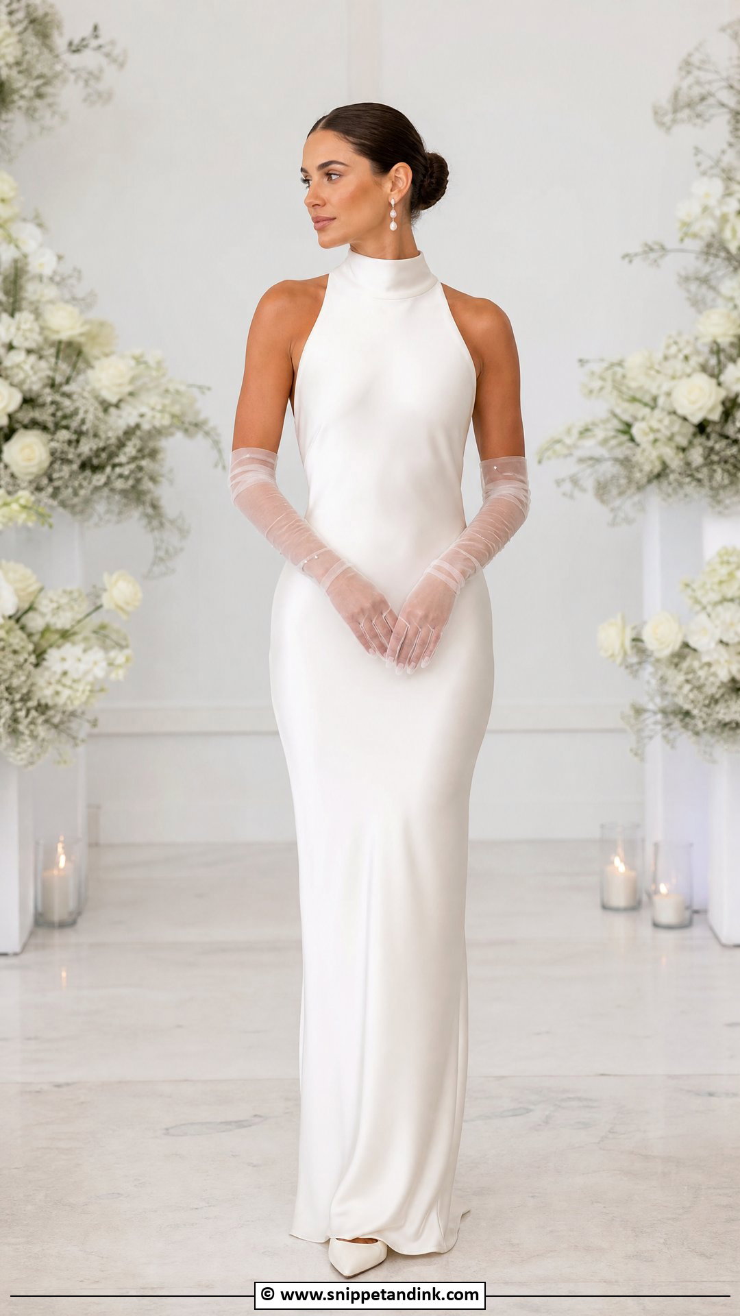 High Neck Wedding Dress With Gloves - Snippet and Ink - 35 High Neck Wedding Dress Ideas