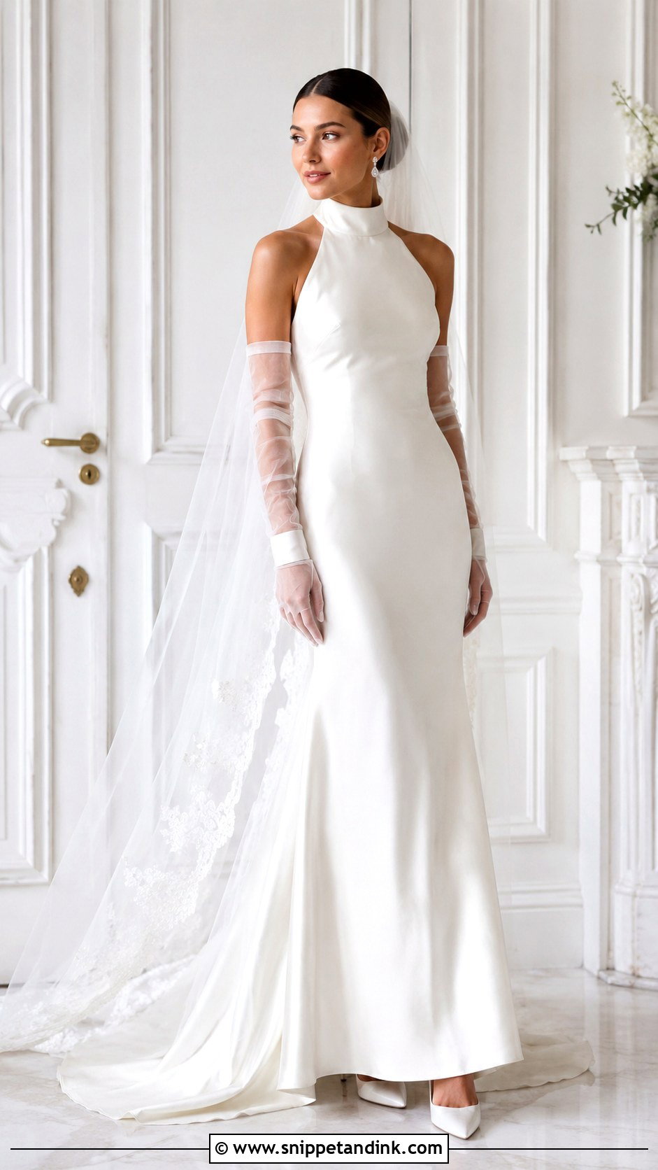 High Neck Wedding Dress With Gloves - Snippet and Ink - 25 Wedding Dresses with Gloves