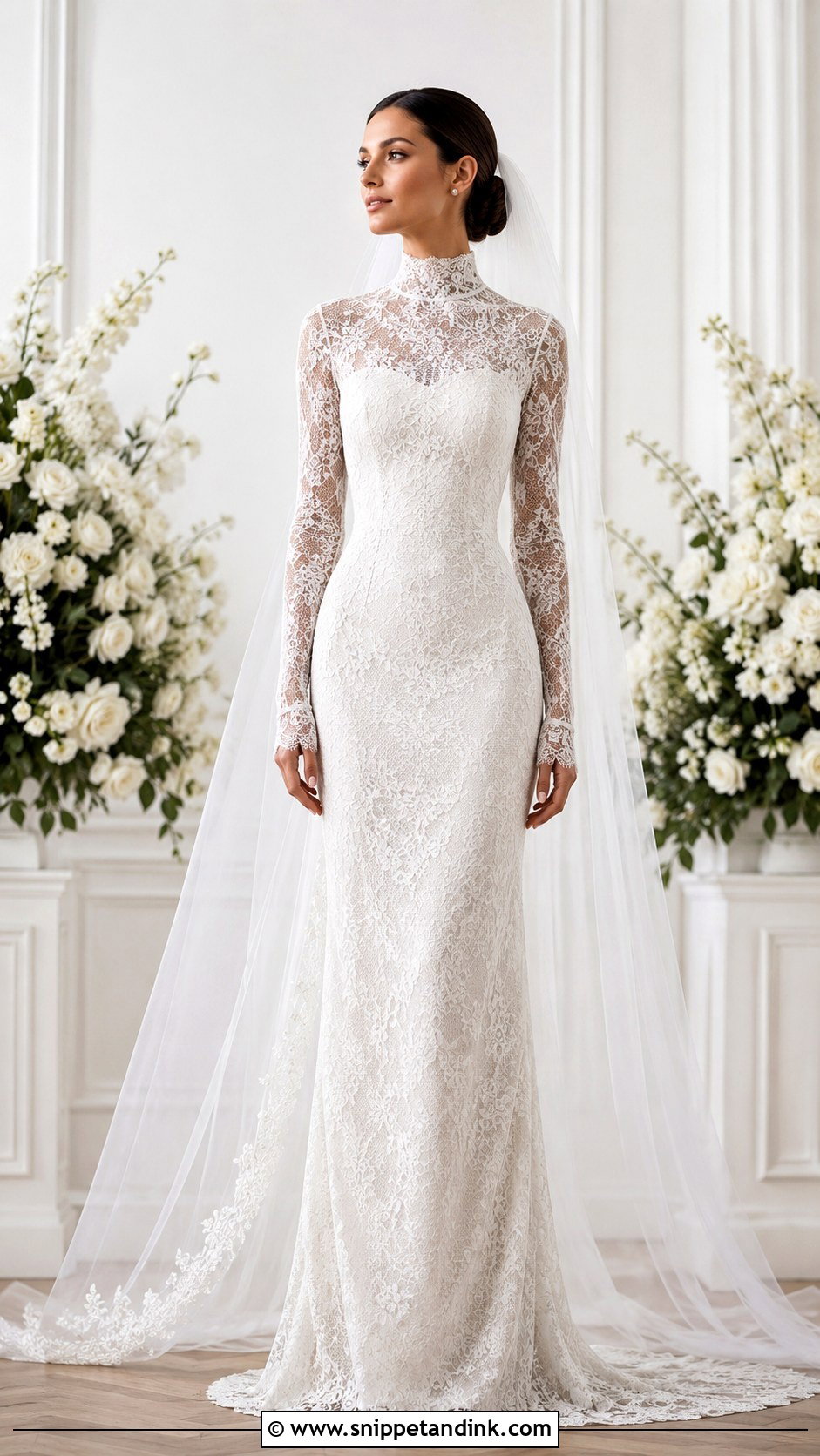 High Neck Wedding Dress With Long Sleeves - Snippet and Ink - 25 Wedding Dress with Long Sleeves