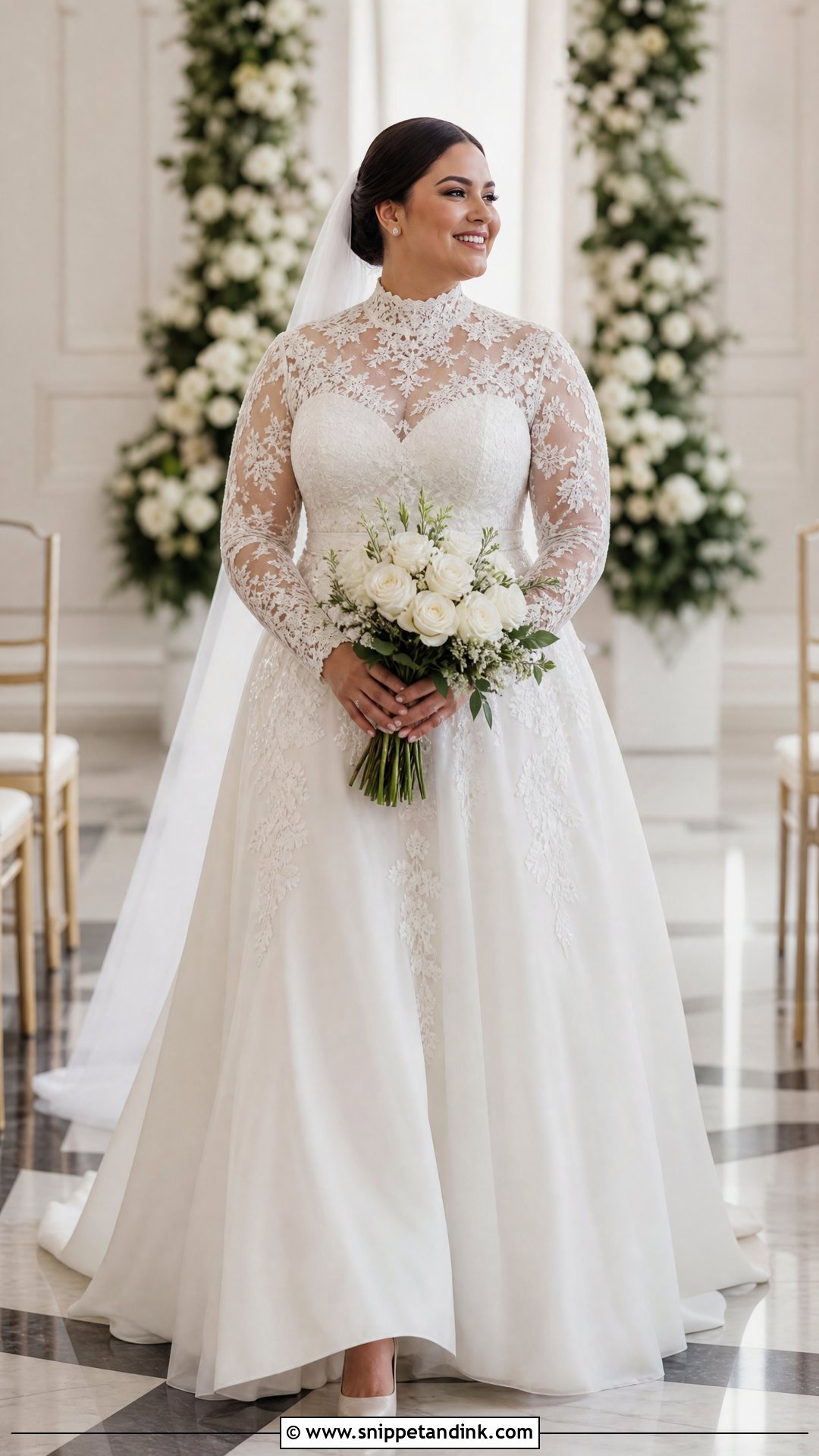 High Neck Wedding Dress With Long Sleeves - Snippet and Ink - 20 Wedding Dress for Big Arms Ideas