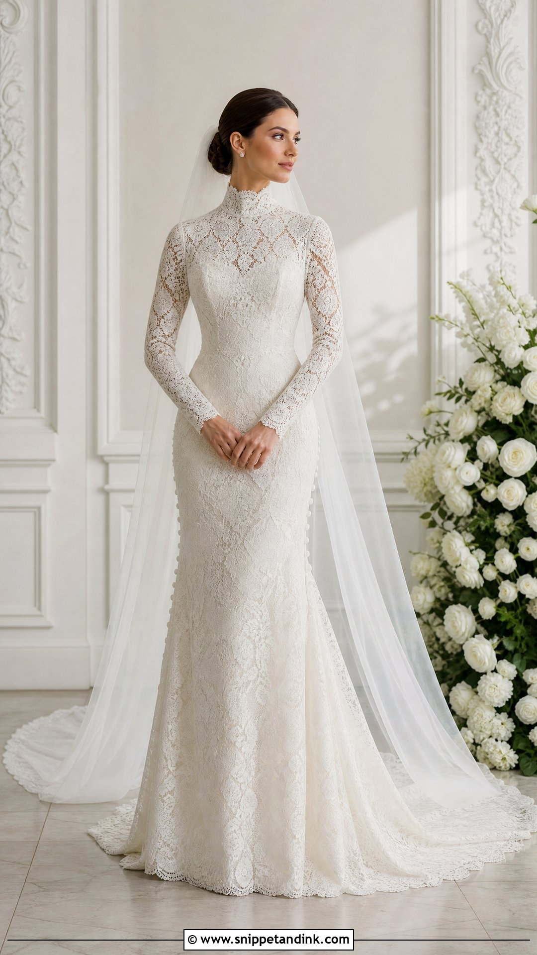 High Neck Wedding Dress With Long Sleeves - Snippet and Ink - 25 Elegant Wedding Dress with Sleeves