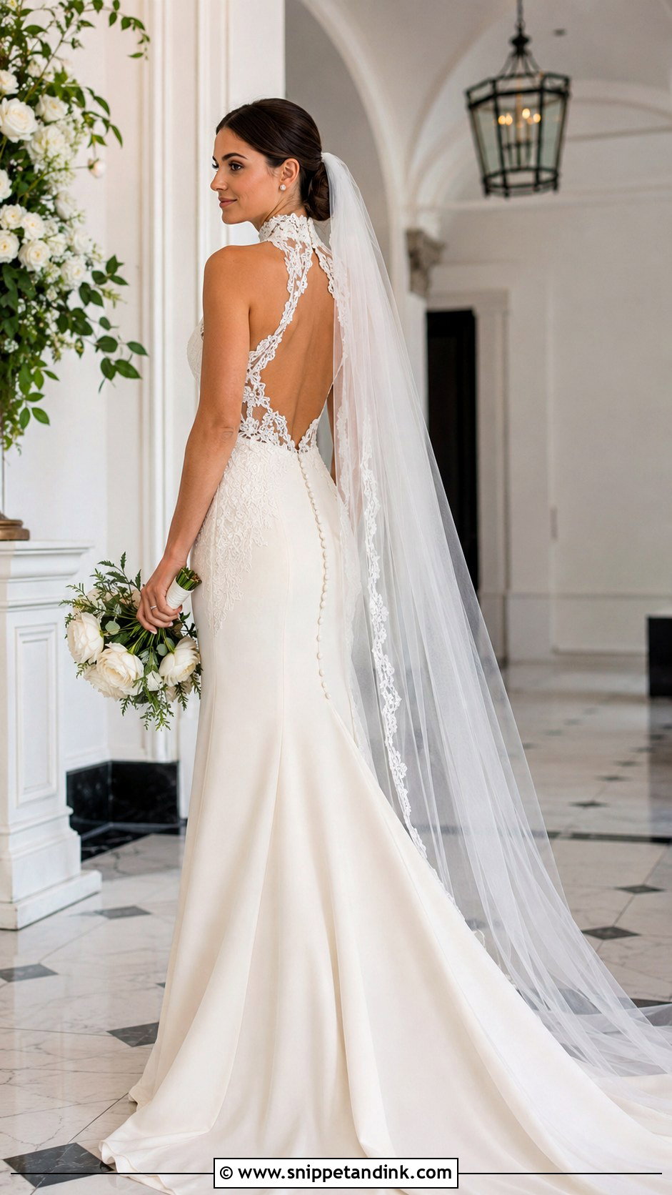 High Neck Wedding Dress With Open Back - Snippet and Ink - 20 Wedding Dresses for Midsize Brides