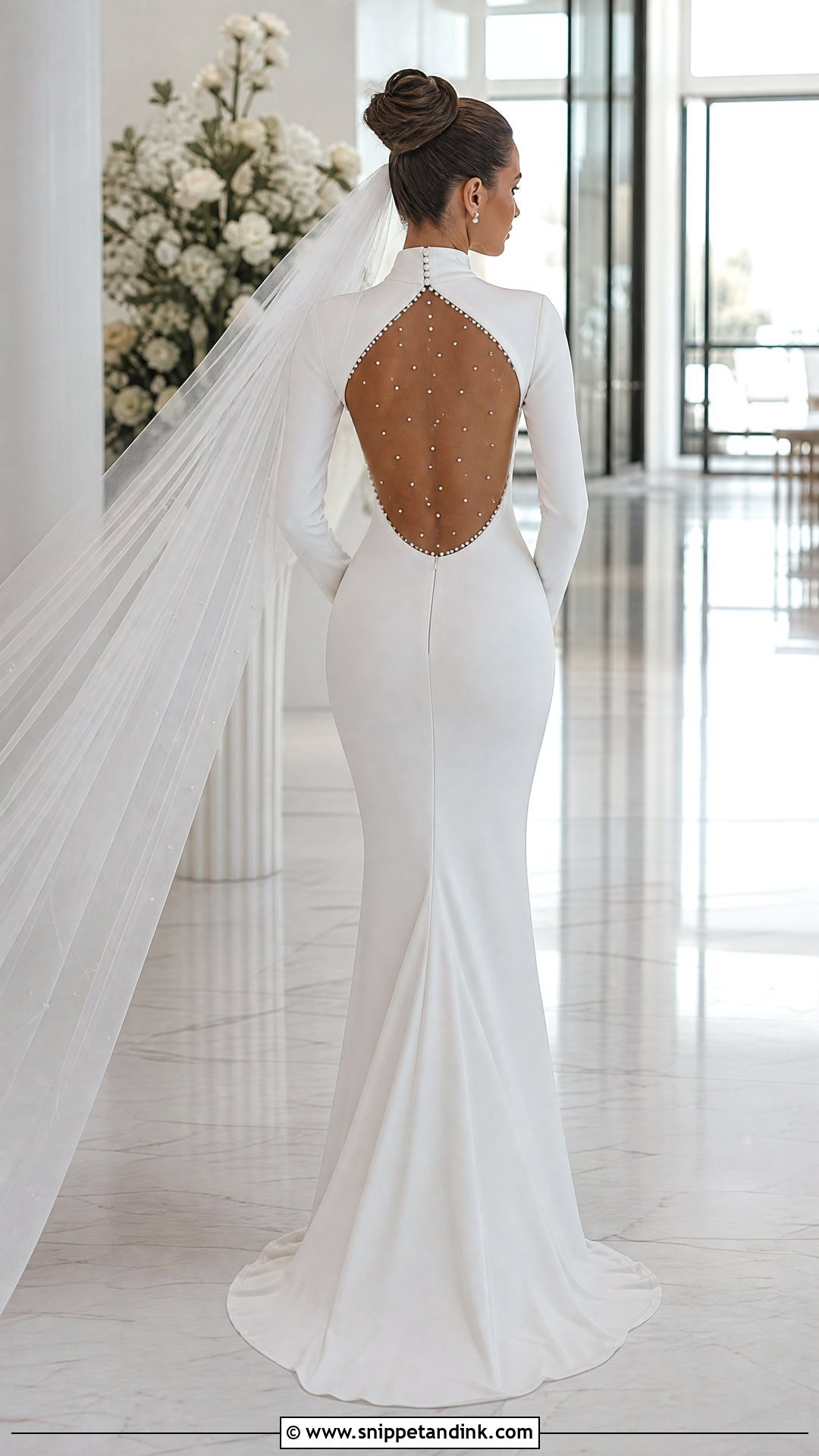 High Neck Wedding Dress With Pearl Back - Snippet and Ink - 20 Simple Wedding Dress with Pearls Ideas