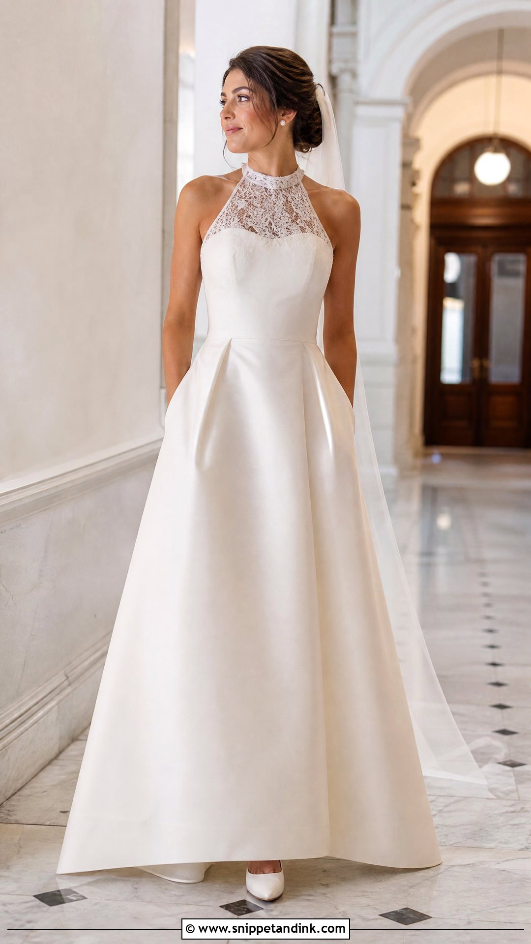 High Neck Wedding Dress With Pockets - Snippet and Ink - 20 Wedding Dresses with Pockets