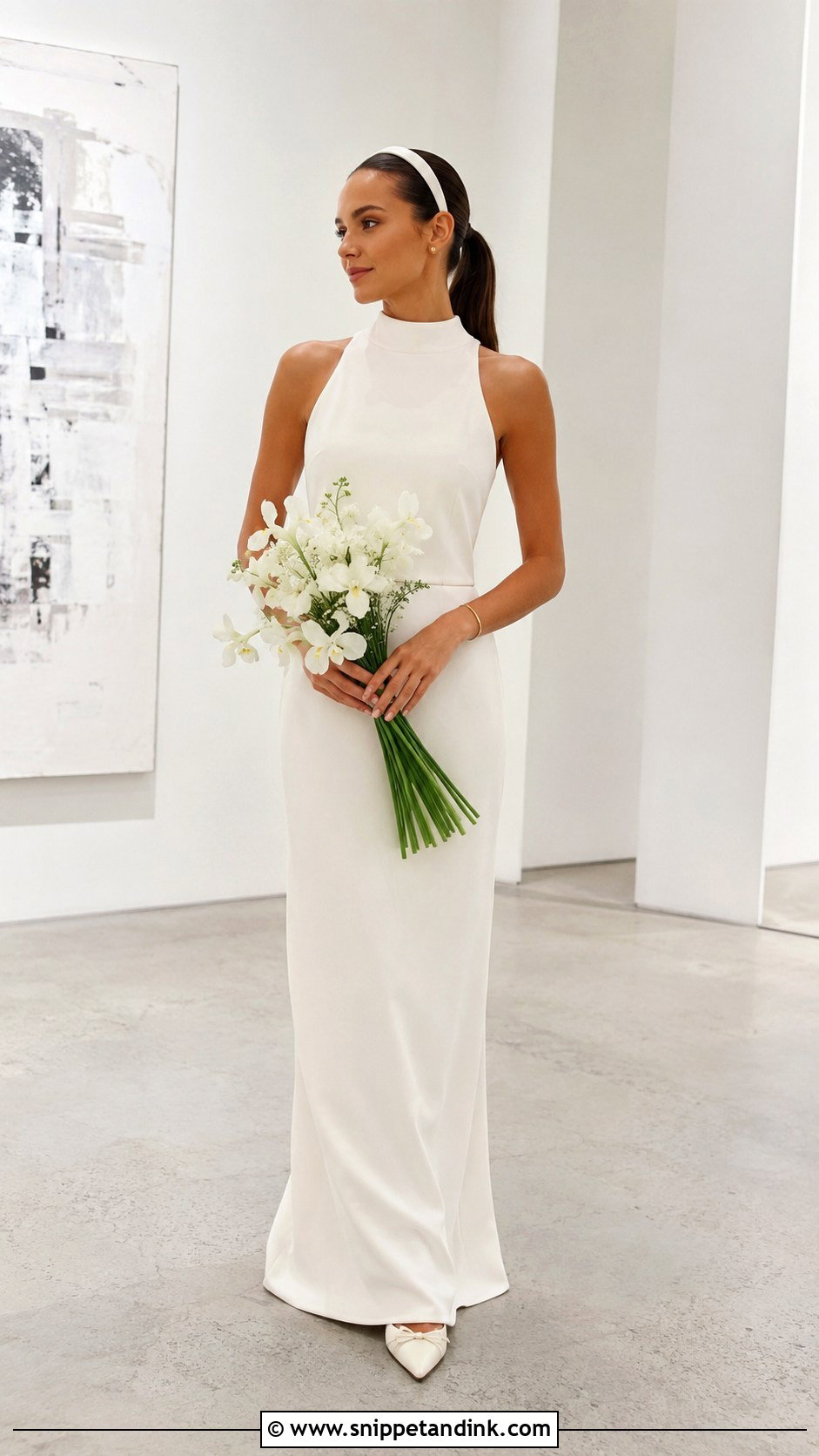 High Neck Wedding Dress With Pointed Flats - Snippet and Ink - 20 Very Simple Wedding Dress Ideas