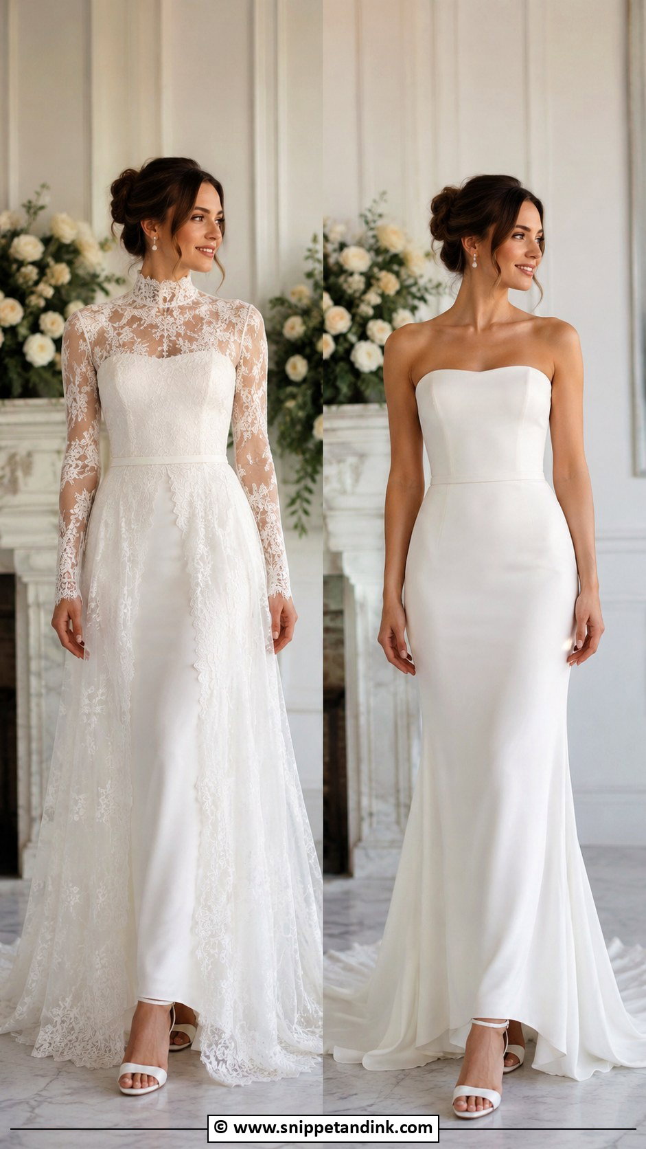 High Neck Wedding Dress With Removable Overlay - Snippet and Ink - 30 2 in 1 Wedding Dress Ideas