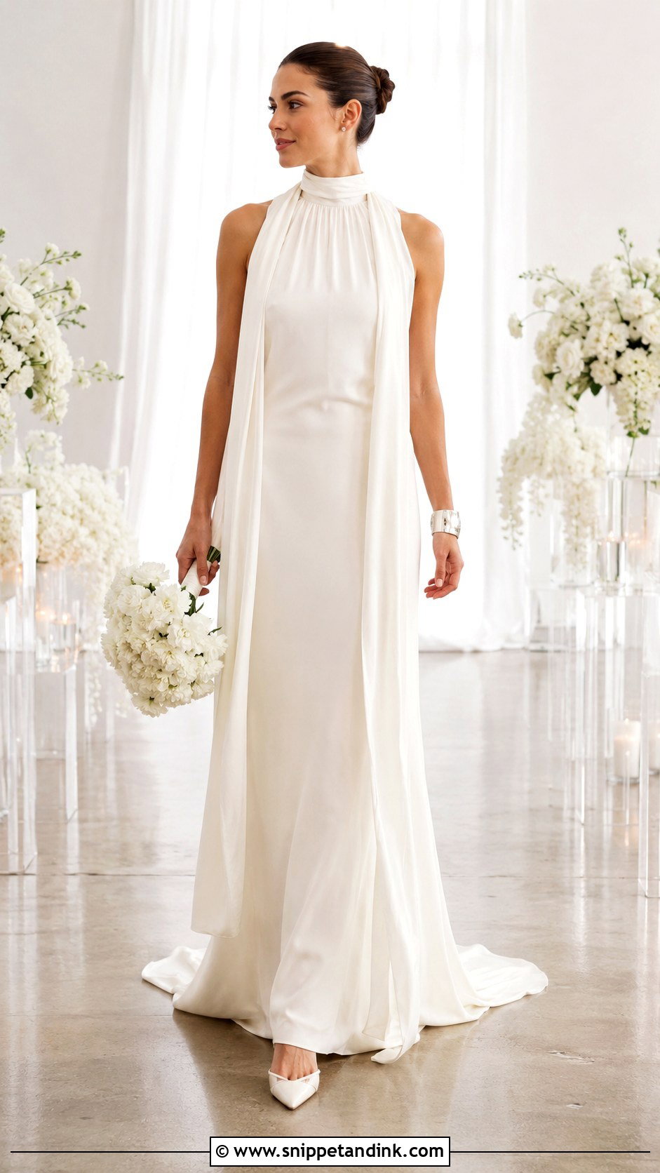High Neck Wedding Dress With Scarf - Snippet and Ink - 20 Wedding Dresses with Scarf