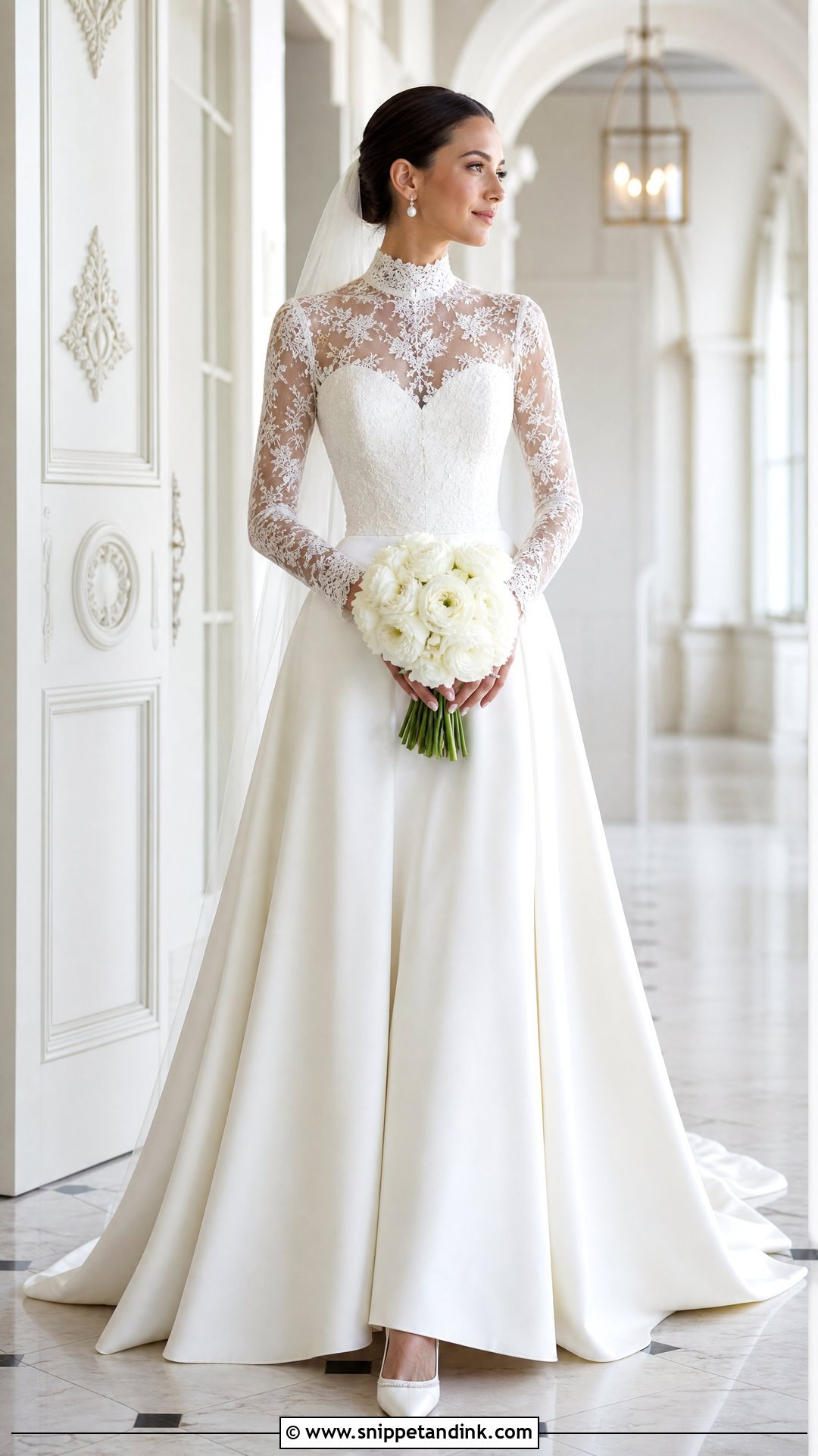 High Neck Wedding Dress With Sheer Sleeves - Snippet and Ink - 20 Wedding Dress with Sheer Sleeves