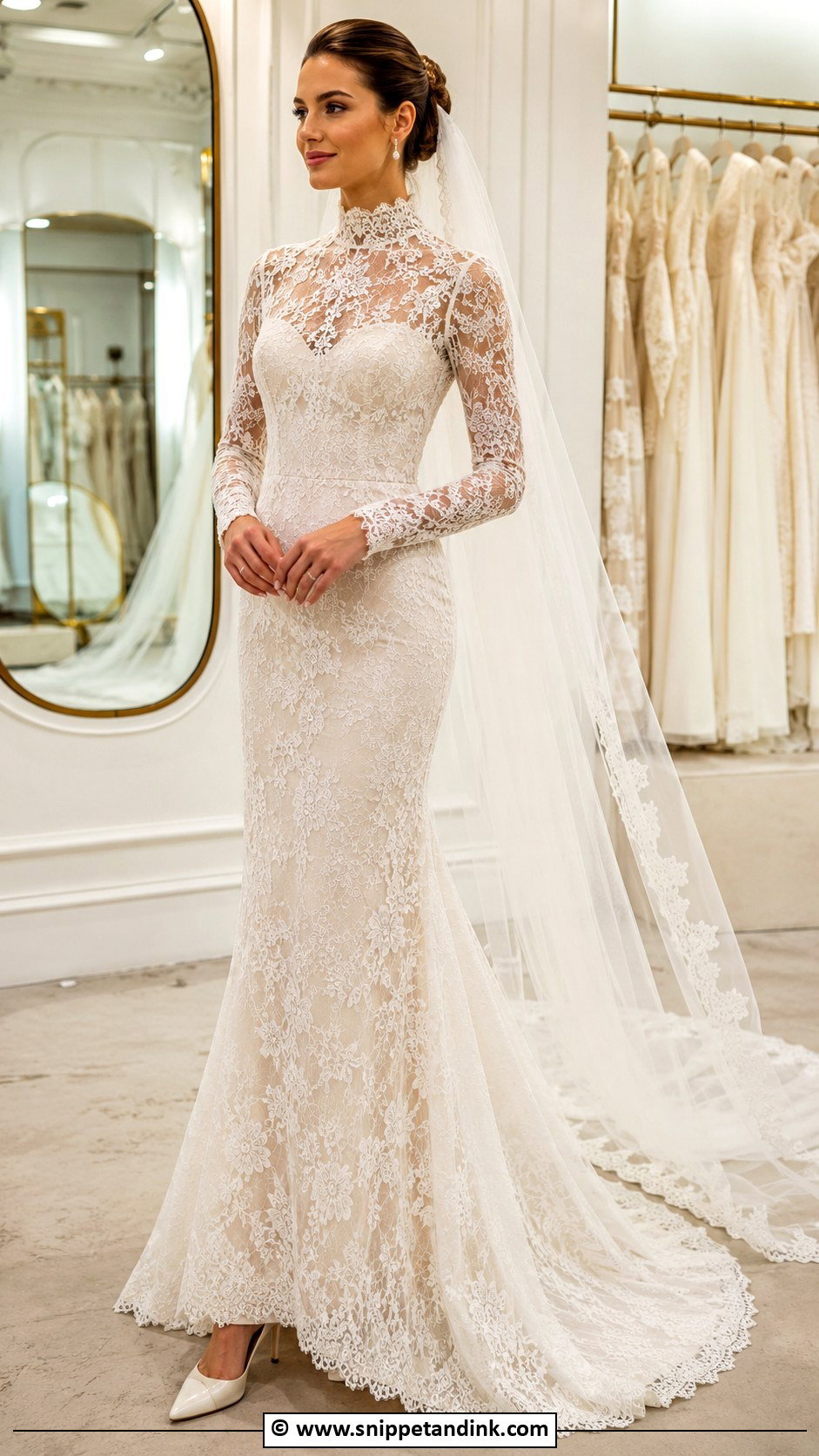 High Neck Wedding Dress With Sleeves - Snippet and Ink - 35 Wedding Dress with Sleeves