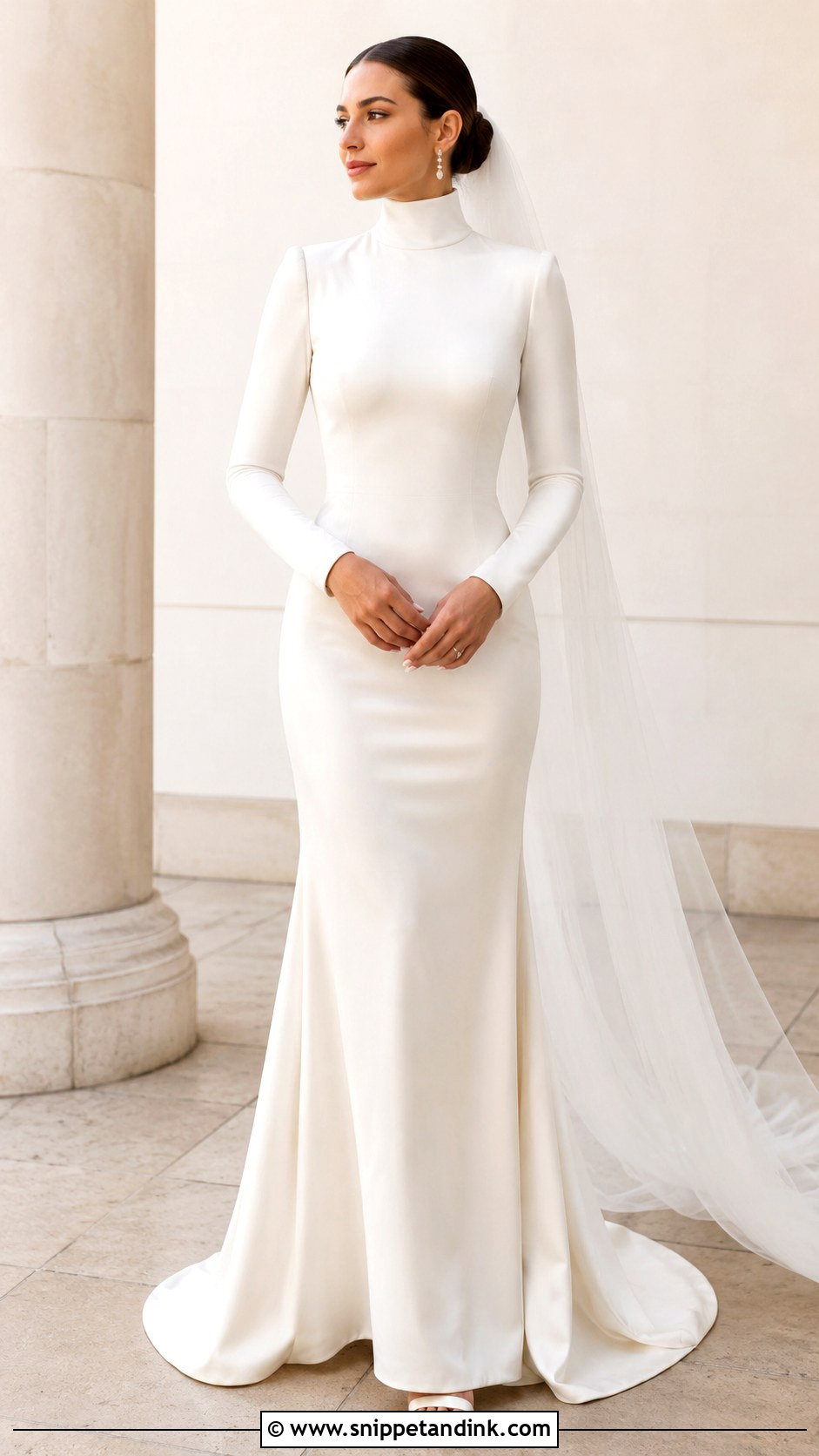 High Neck Wedding Dress With Sleeves - Snippet and Ink - 30 Simple Wedding Dress with Sleeves