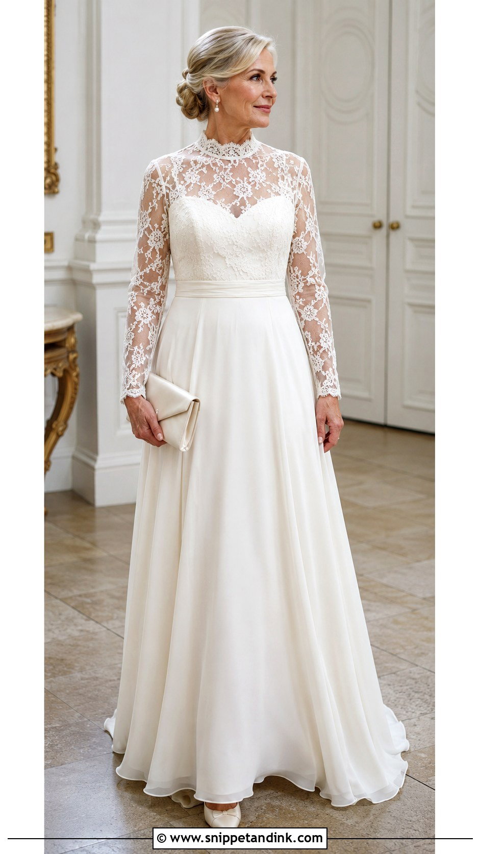 High Neck Wedding Dress With Sleeves - Snippet and Ink - 20 2nd Marriage Wedding Dress Older Bride Ideas