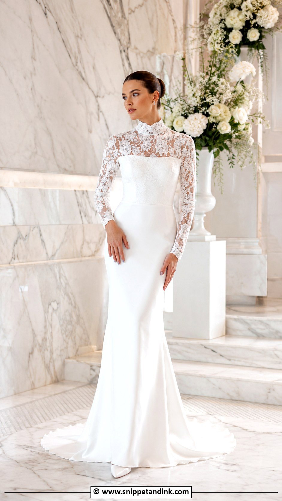 High Neck Wedding Dress With Sleeves - Snippet and Ink - 35 Wedding Dresses with Sleeves
