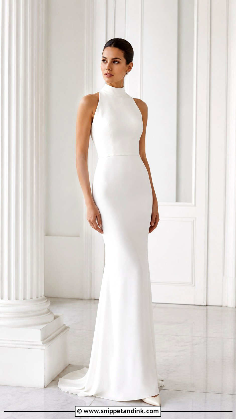 High Neck Wedding Dress With Slim Skirt - Snippet and Ink - 25 Hourglass Wedding Dress Ideas