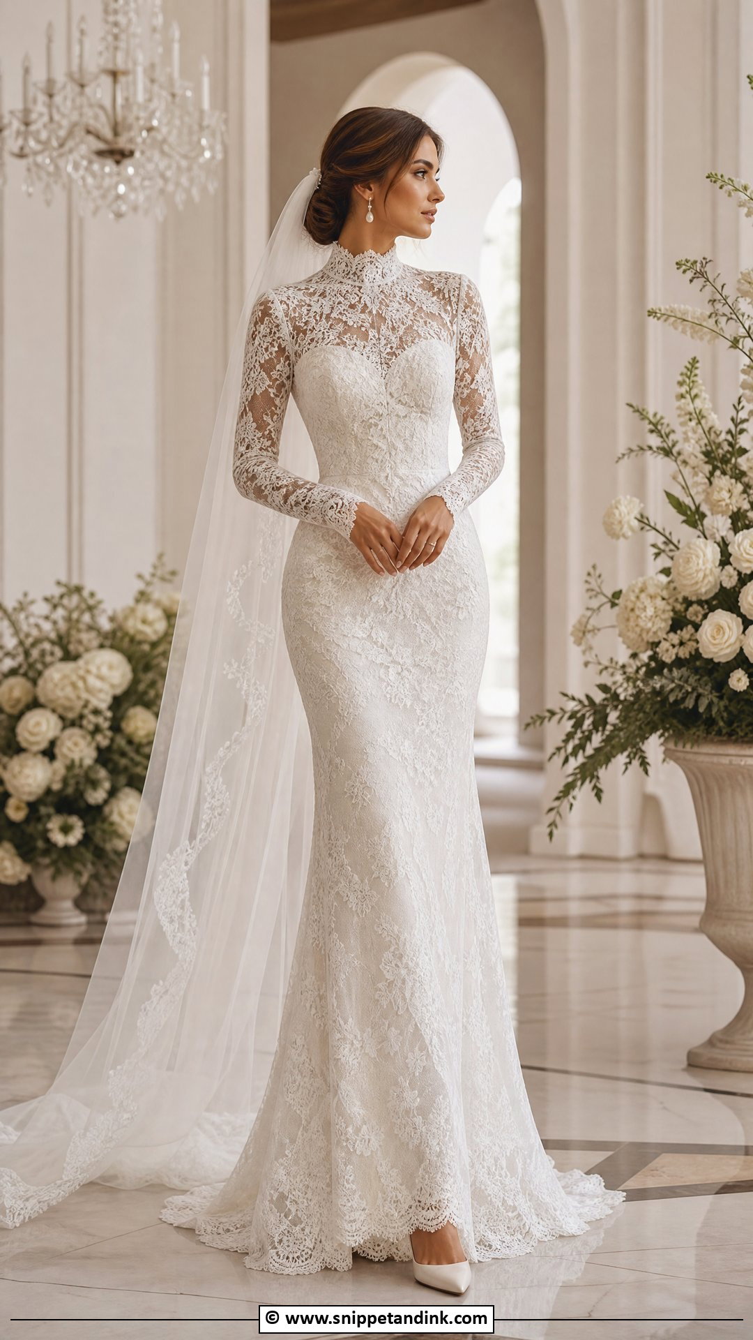 High Neck Wedding Dress With Veil - Snippet and Ink - 35 High Neck Wedding Dress Ideas