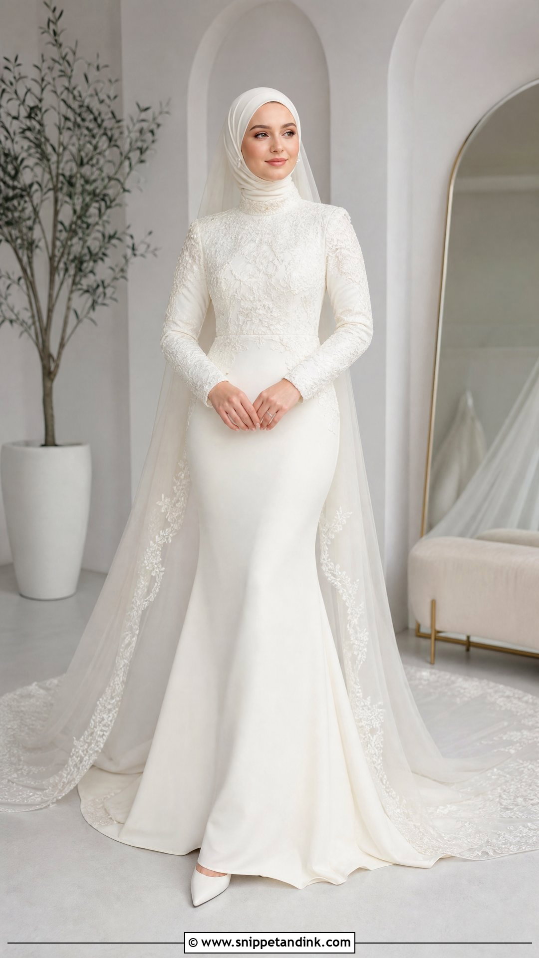 High Neck Wedding Gown Hijab - Snippet and Ink - 25 Wedding Gown Hijab Ideas