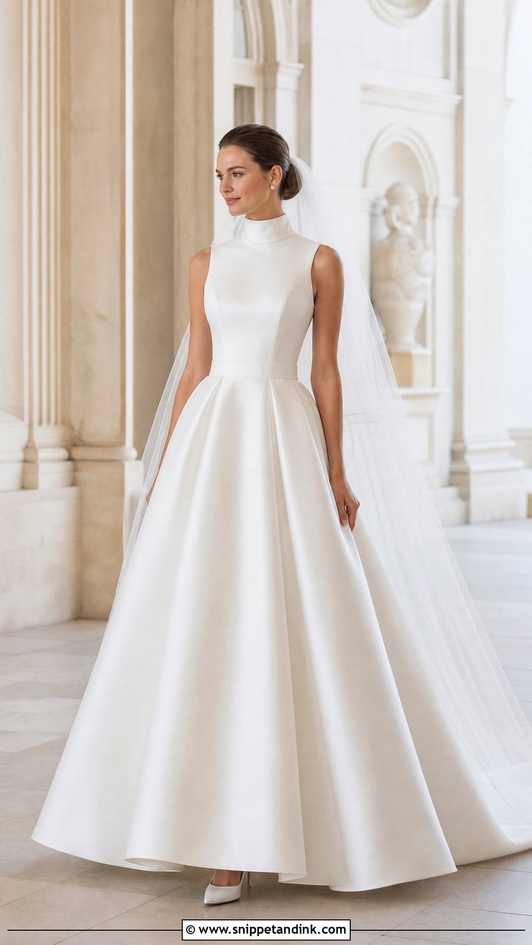 High Neck White Duchess Gown - Snippet and Ink - 20 White Duchess Gown Styles
