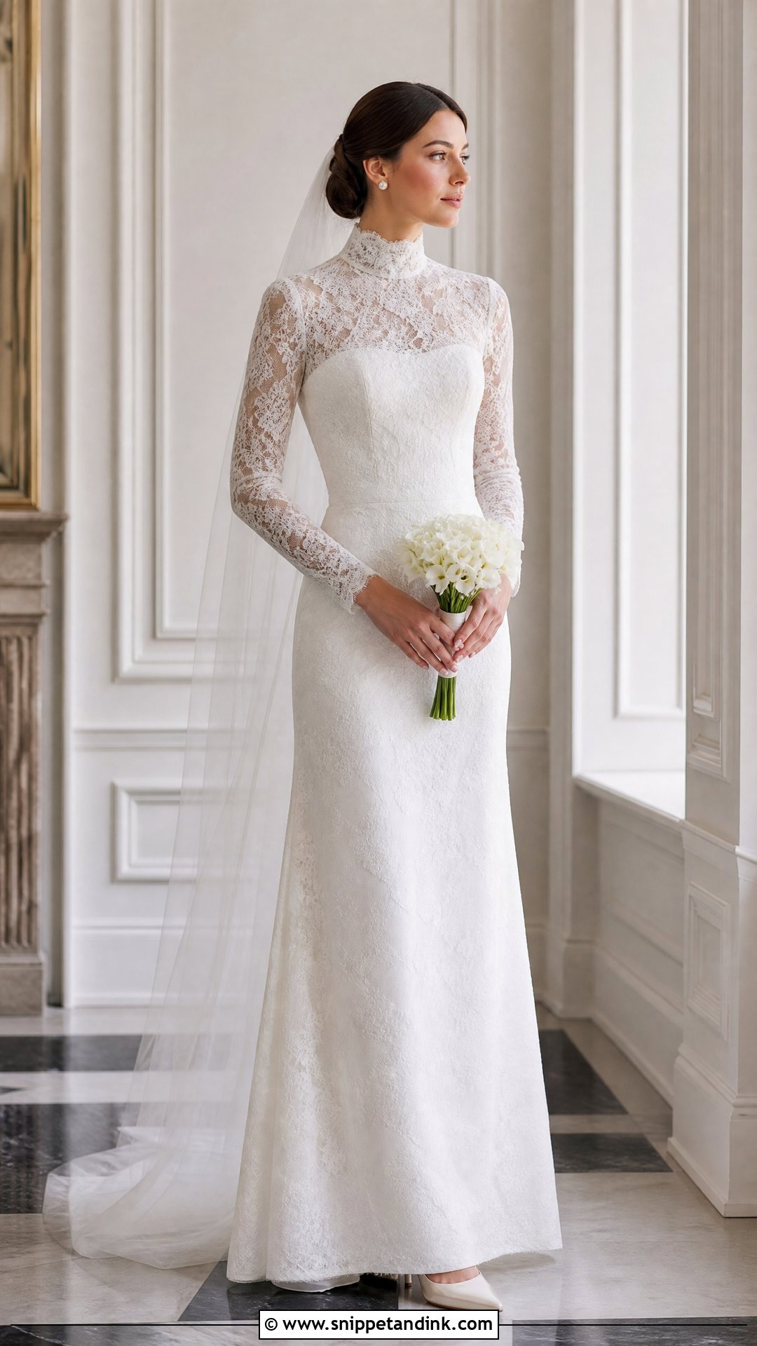 High Neck White Wedding Gown - Snippet and Ink - 20 White Wedding Frocks Gowns
