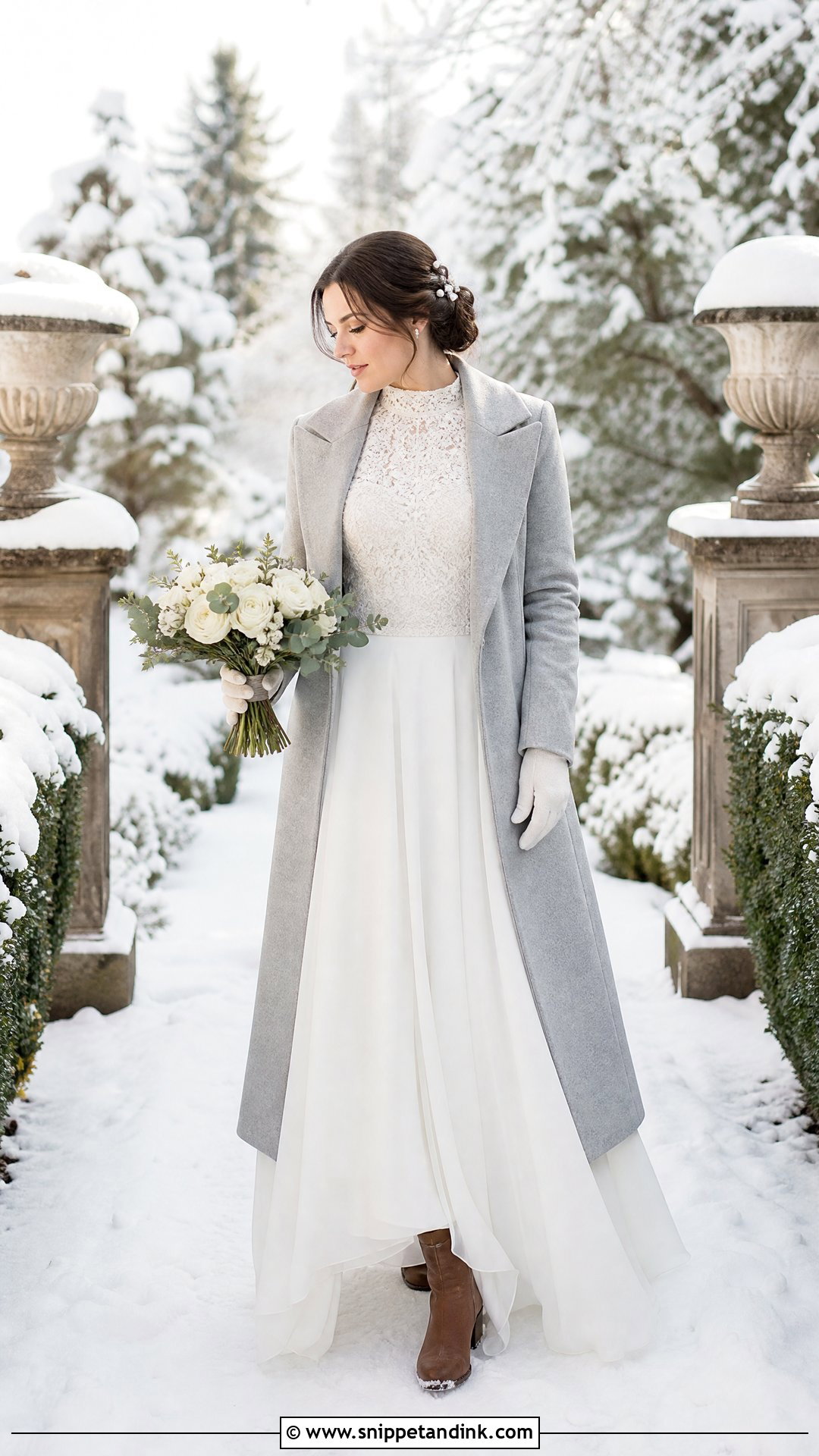 High Neck Winter Elopement Dress - Snippet and Ink - 25 Winter Elopement Dress Ideas