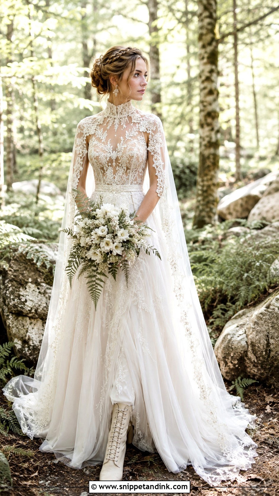High Neck Woodland Fairy Wedding Dress - Snippet and Ink - 20 Ethereal Fairy Wedding Dress Ideas