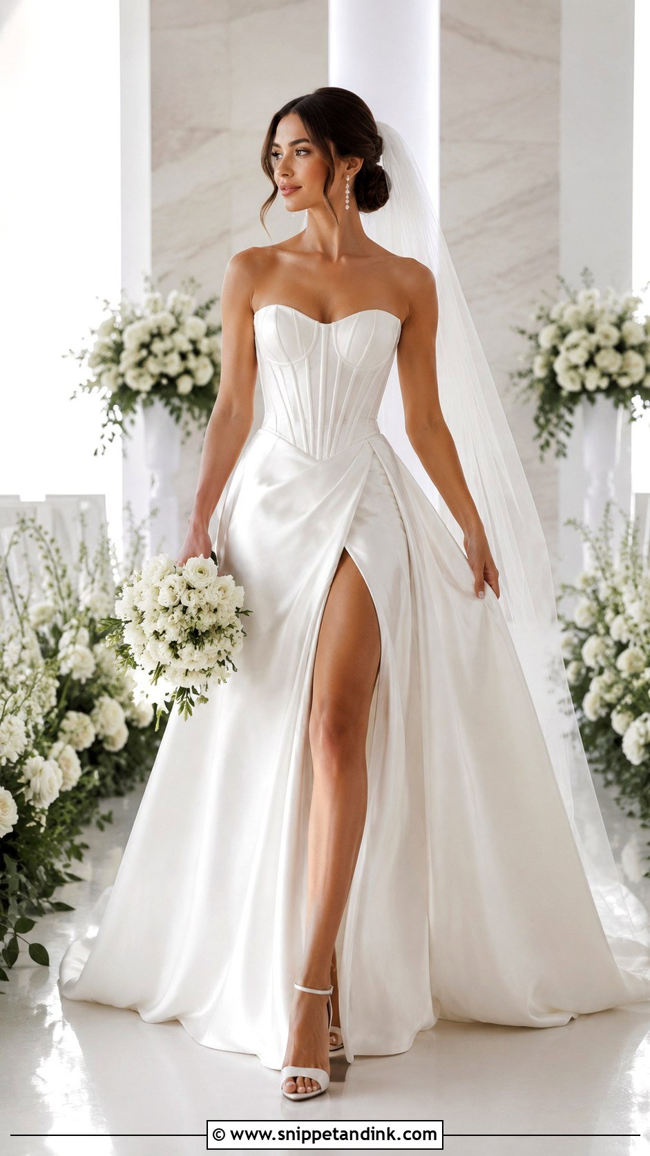 High Slit A Line Corset Wedding Dress - Snippet and Ink - 20 A Line Corset Wedding Dress Ideas