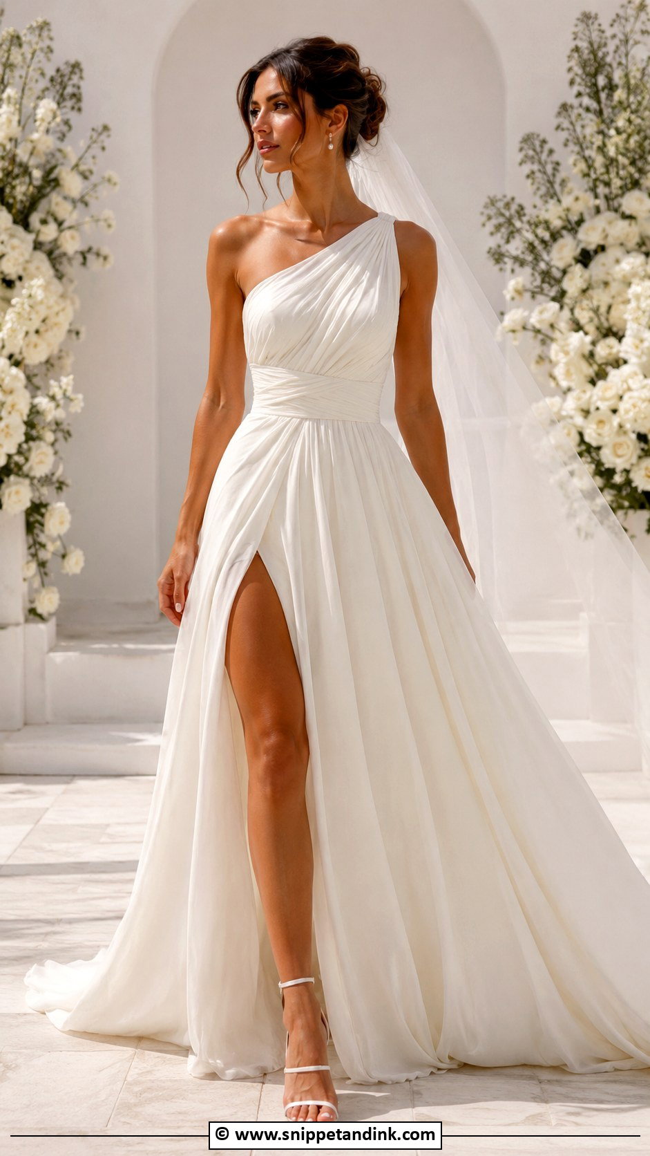 High Slit Goddess Wedding Dress - Snippet and Ink - 25 Goddess Wedding Dress Ideas