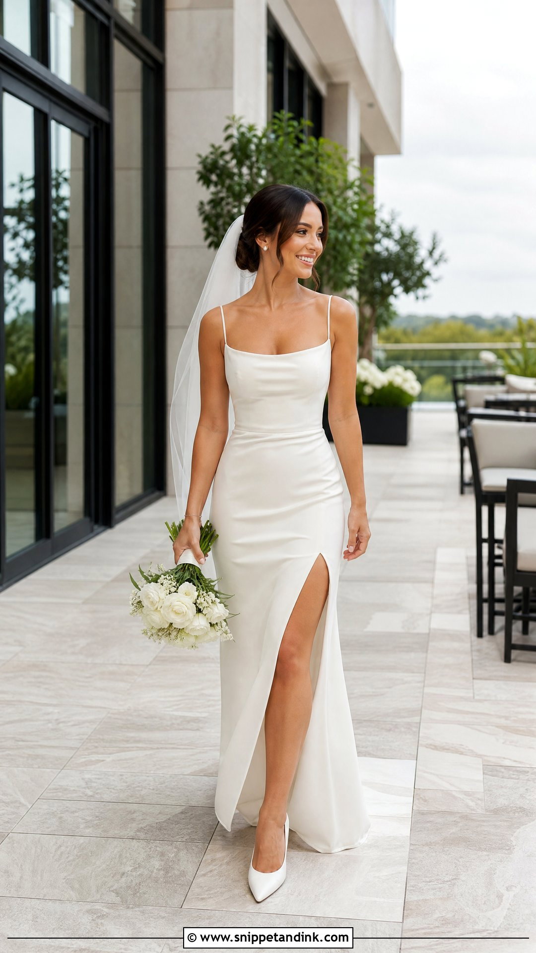 High Slit Sheath Wedding Dress - Snippet and Ink - 20 Wedding Dresses for Petite Brides