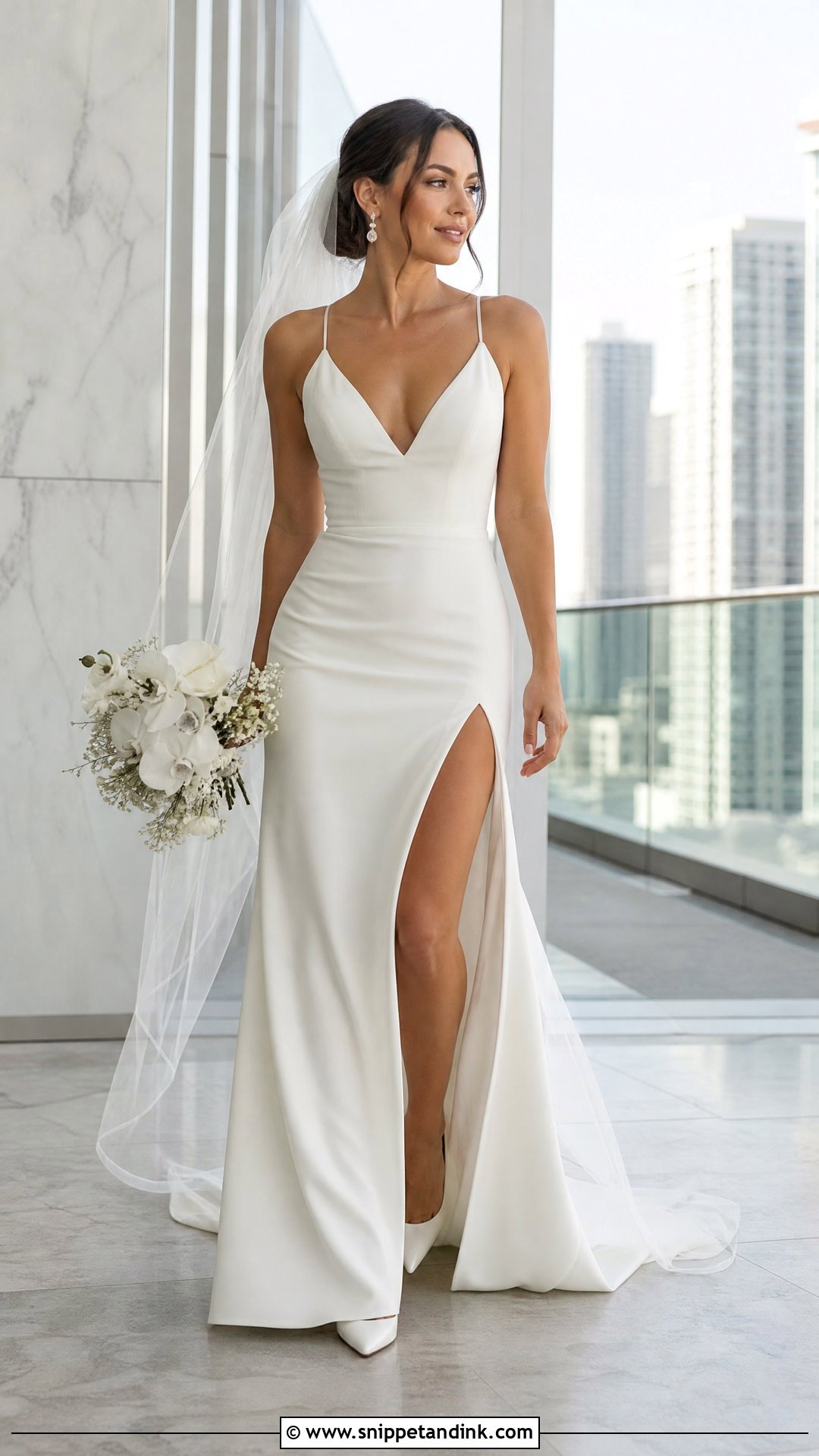 High Slit Sheath Wedding Dress - Snippet and Ink - 20 Wedding Dress for Short Torso Ideas