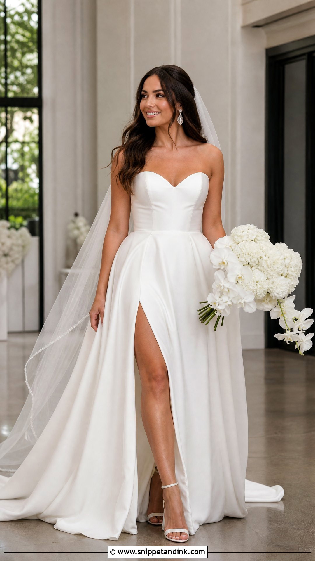 High Slit Sweetheart Neckline A Line Wedding Dress - Snippet and Ink - 20 Sweet Heart Neckline Wedding Dress Aline Ideas