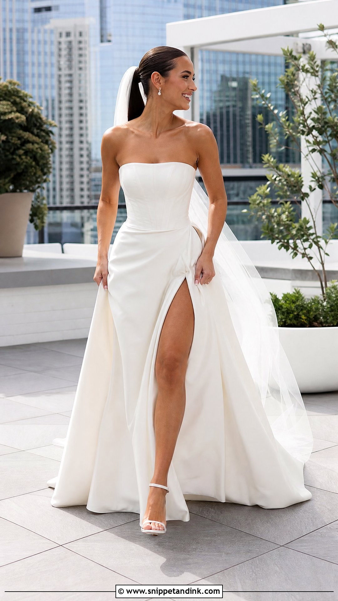 High Slit Tube Top Wedding Dress - Snippet and Ink - 20 Tube Top Wedding Dress Ideas