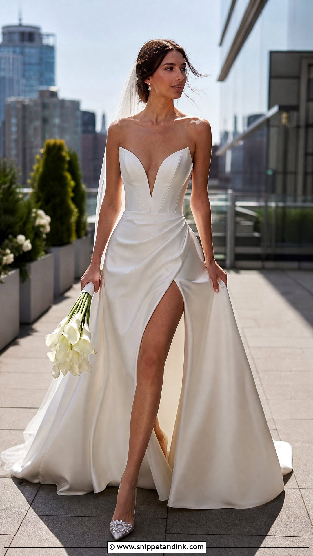 High Slit V Corset Wedding Dress - Snippet and Ink - 20 V Corset Wedding Dress Ideas