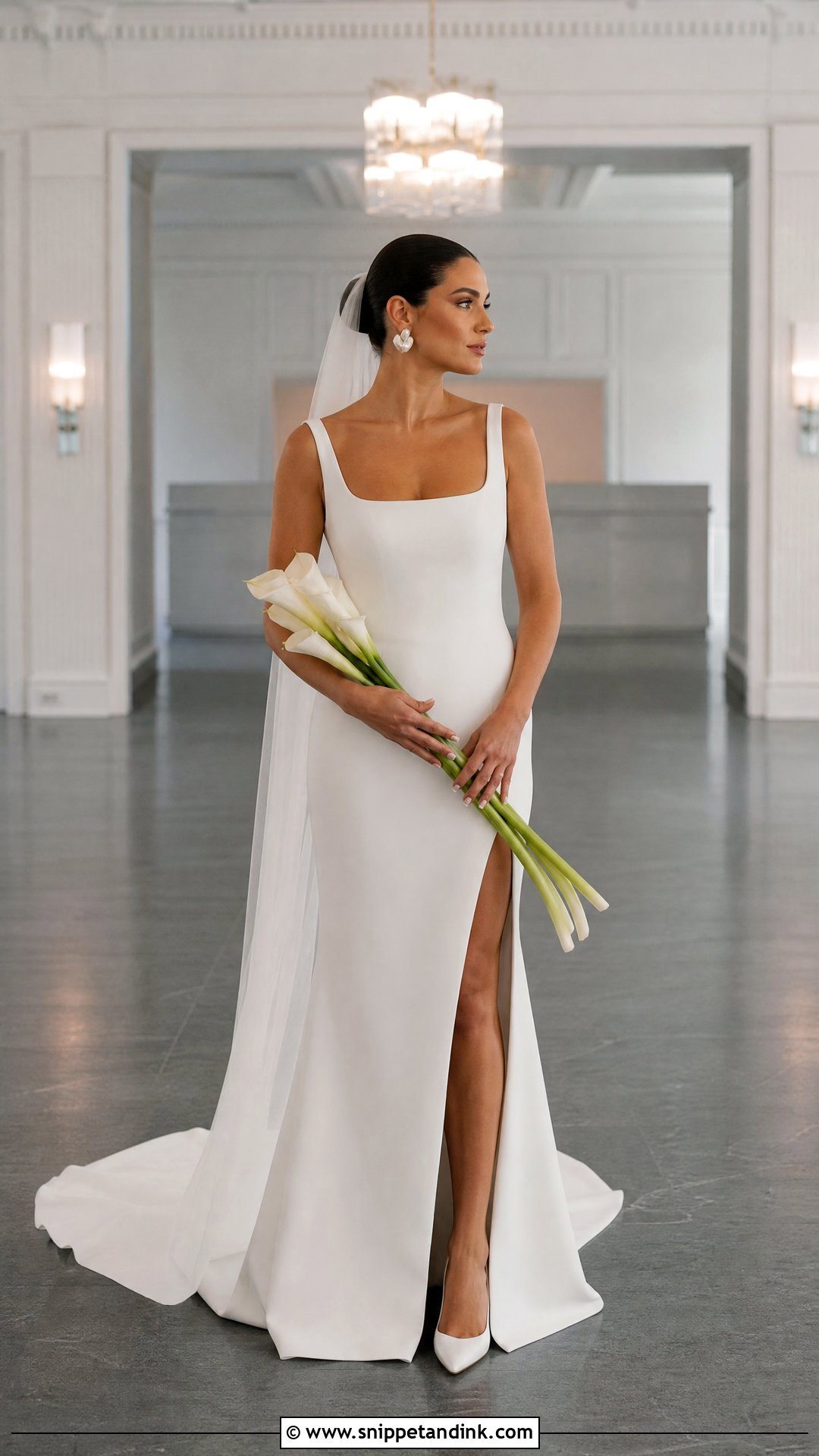 High Slit Wedding Dress - Snippet and Ink - 20 Sleek Modern Wedding Dress Ideas