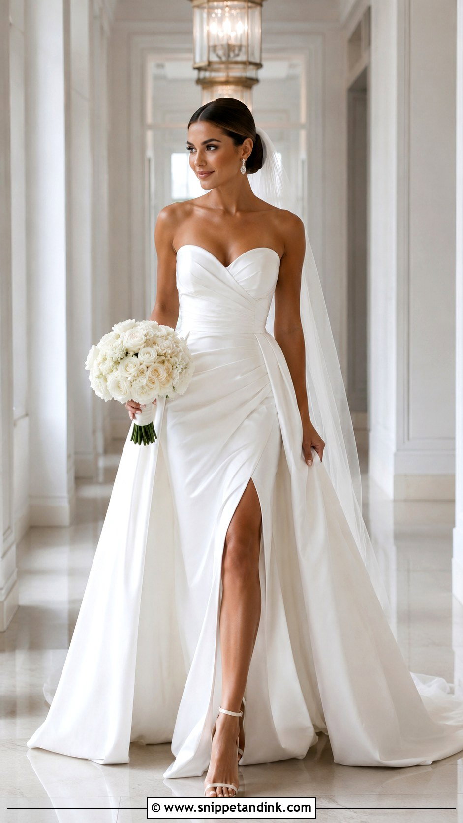 High Slit Wedding Dress With Overskirt - Snippet and Ink - 25 Wedding Dress with Overskirt Ideas