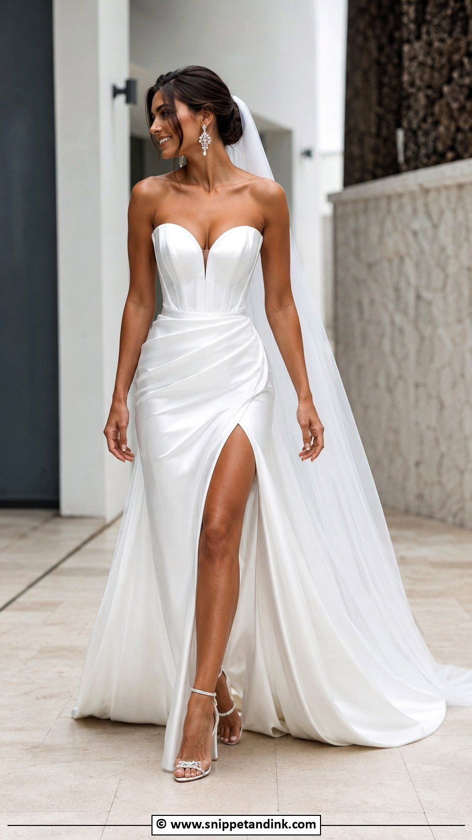 High Slit Wedding Dress - Snippet and Ink - 25 Glam Wedding Dress Ideas