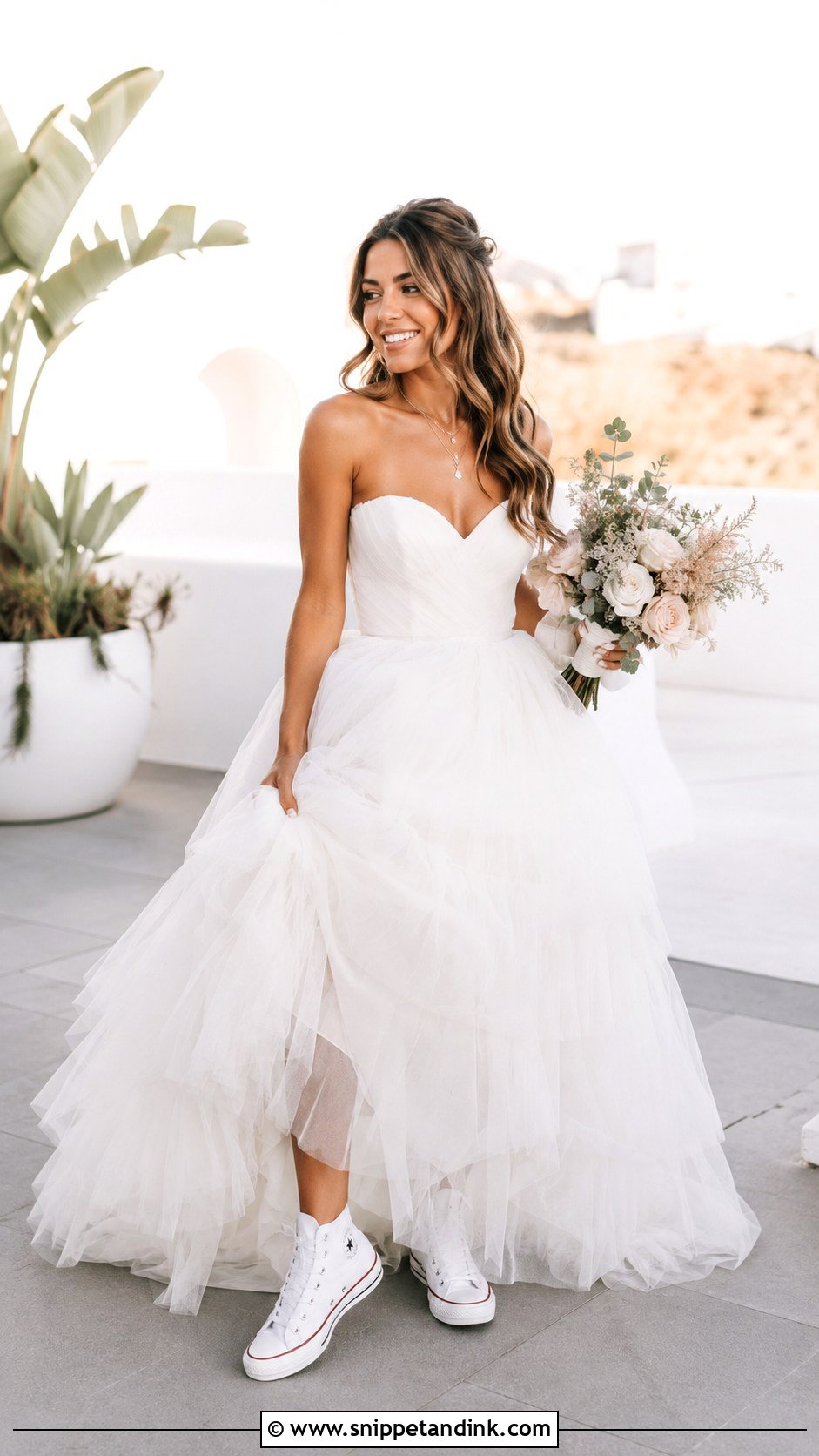 High Top Wedding Converse With A Tulle Dress - Snippet and Ink - 30 Wedding Converse Ideas