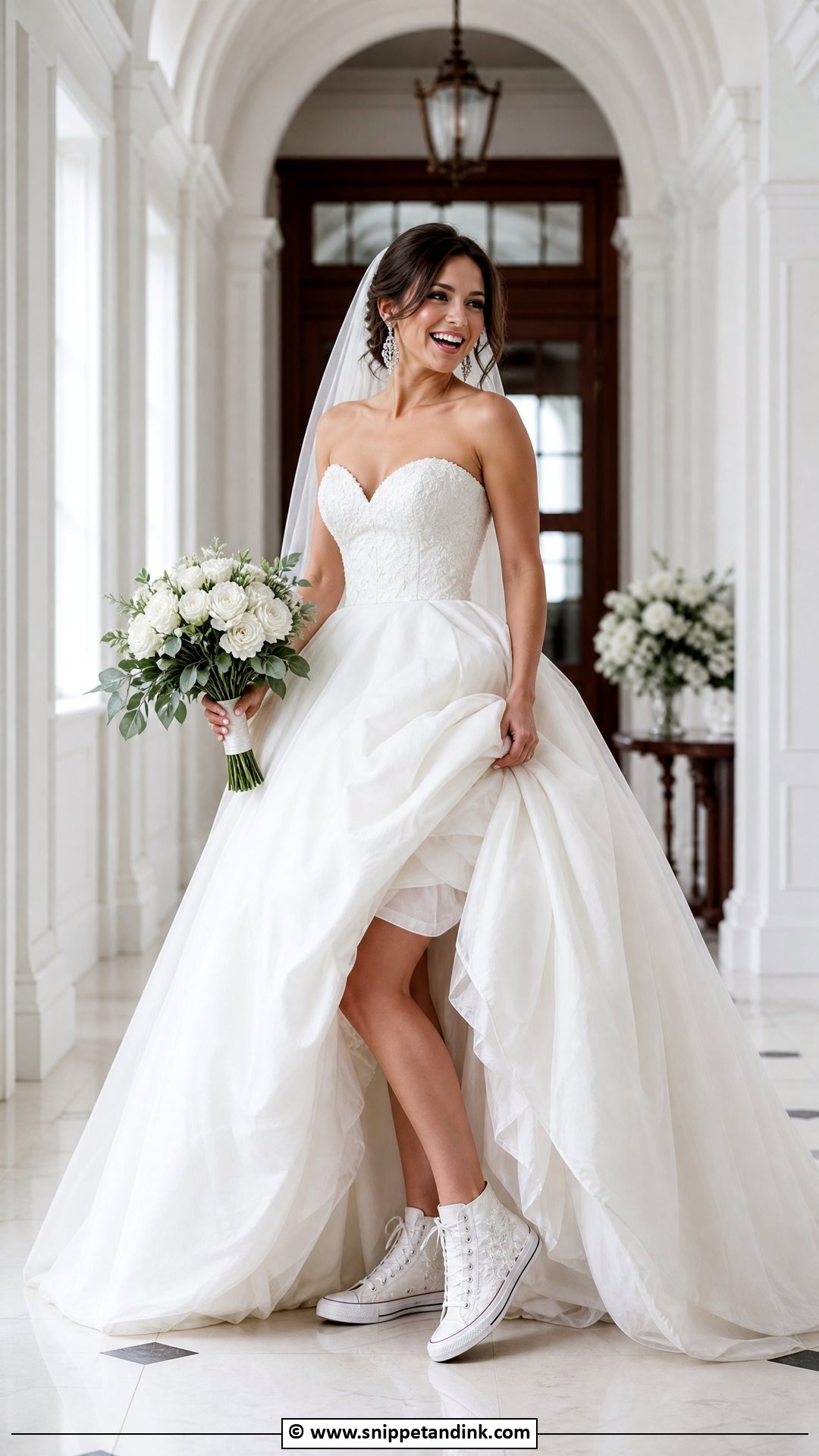 High Top Wedding Sneakers With Ball Gown - Snippet and Ink - 30 Wedding Sneakers Ideas