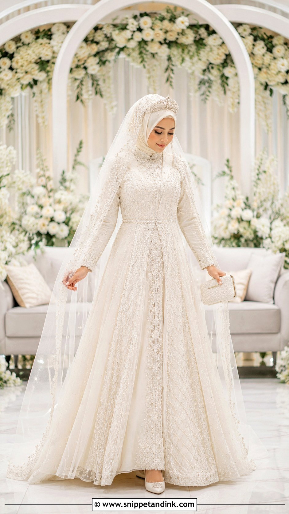 Hijab Friendly Ivory Gown Nikah Dress - Snippet and Ink - 20 Nikah Dress for Bride Ideas