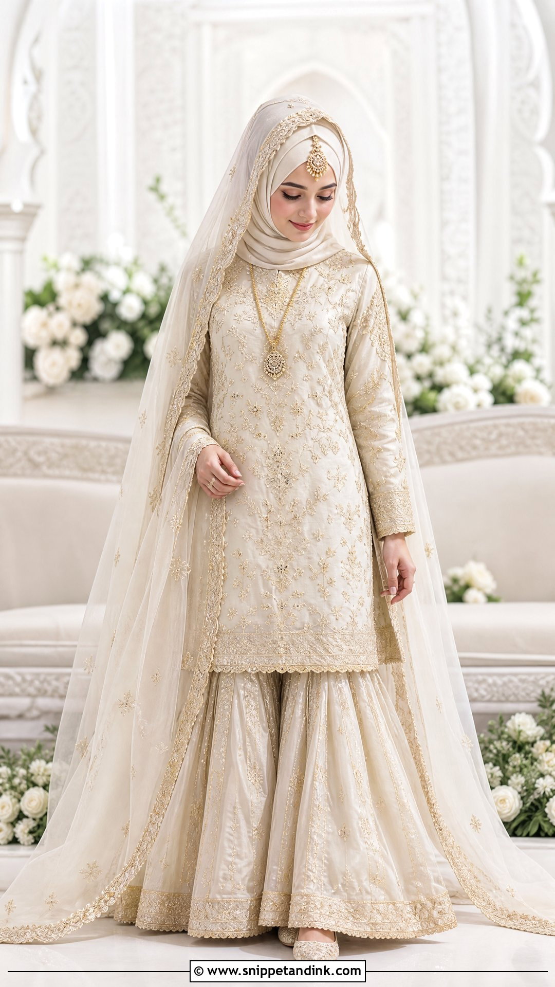 Hijab Friendly Ivory Nikkah Garara - Snippet and Ink - 20 Nikkah Garara Ideas