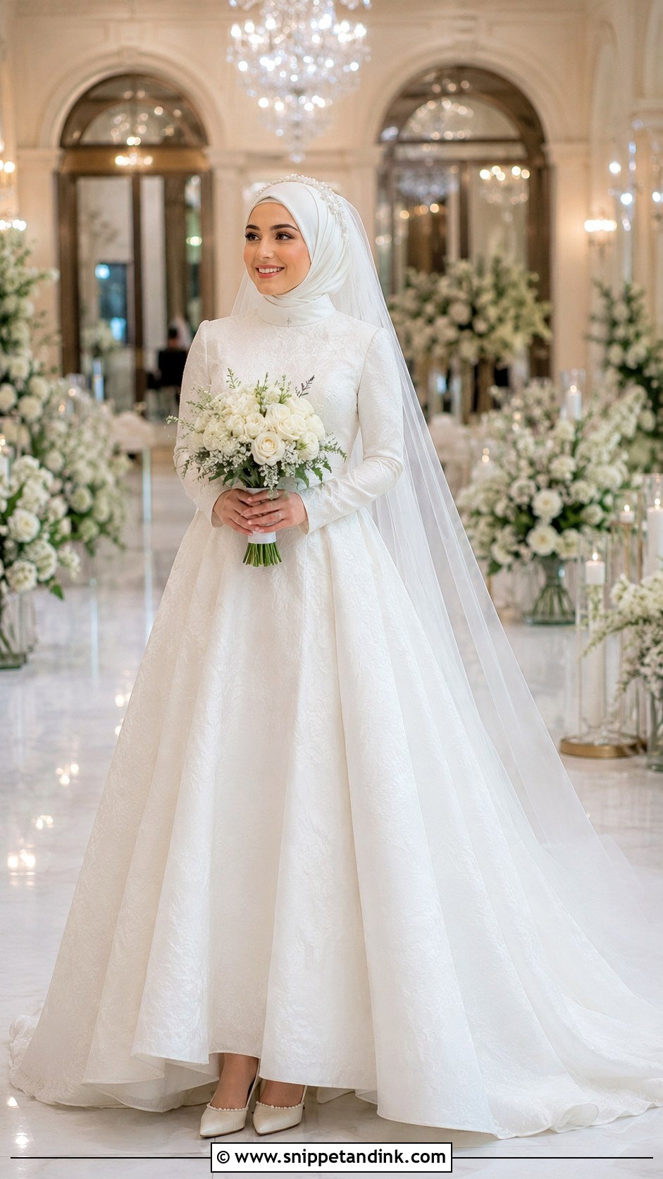 Hijab Wedding Dress With High Neck - Snippet and Ink - 20 Full Coverage Wedding Dress Ideas