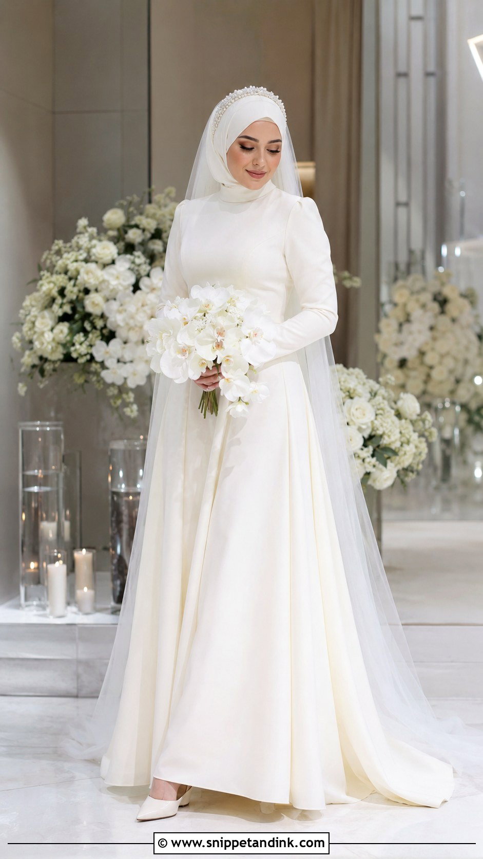 Hijab Wedding Dress With Long Flowing Skirt - Snippet and Ink - 20 Modest Simple Wedding Dress Ideas