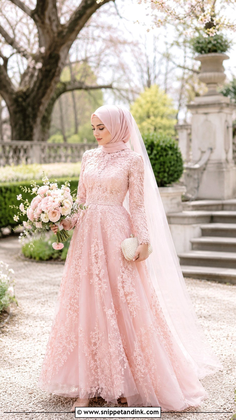 Hijabi Bridal Blush Pink Gown - Snippet and Ink - 20 Hijabi Bridal Dress Ideas