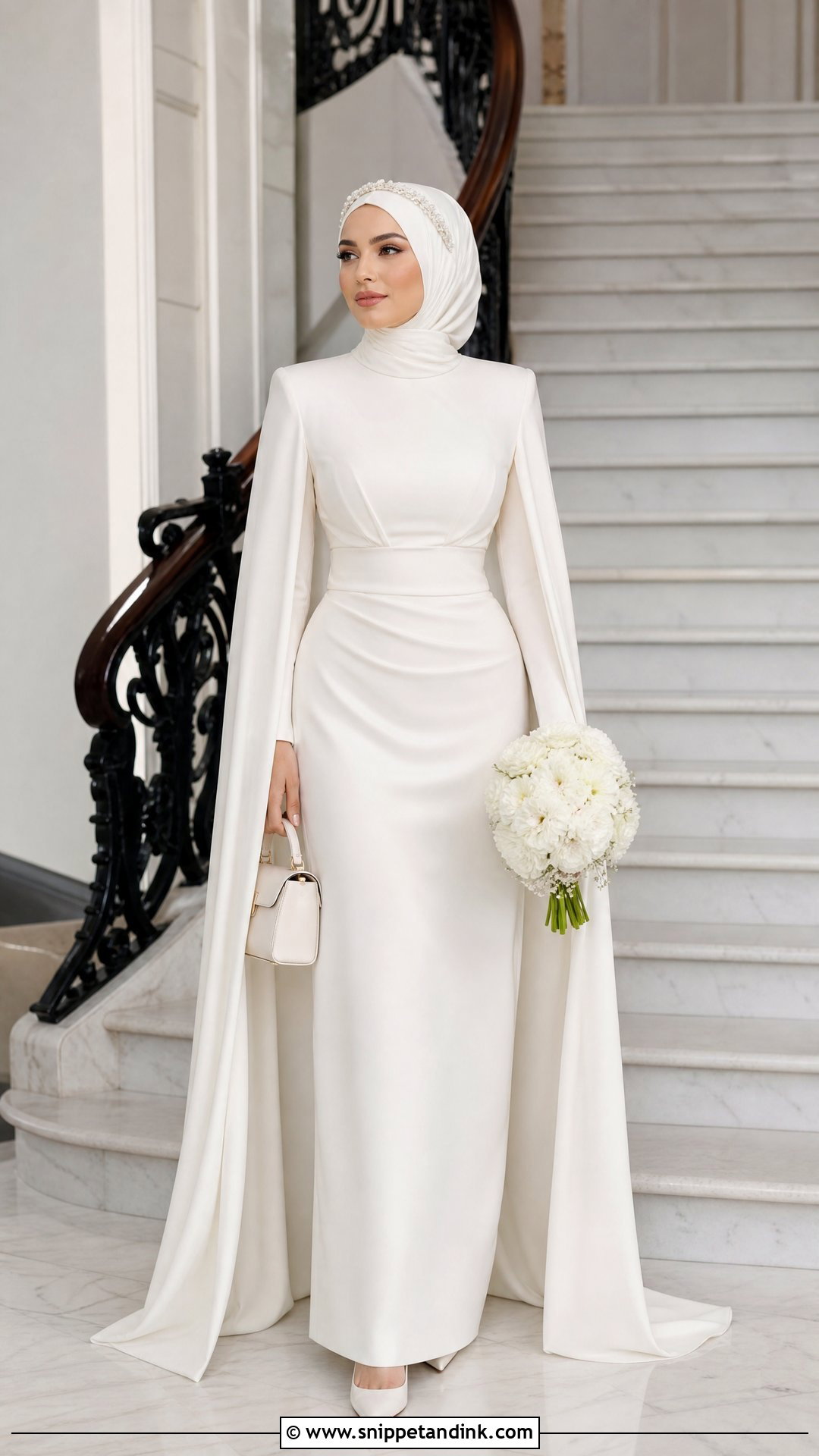 Hijabi Bridal Cape Sleeve Gown - Snippet and Ink - 20 Hijabi Bridal Dress Ideas