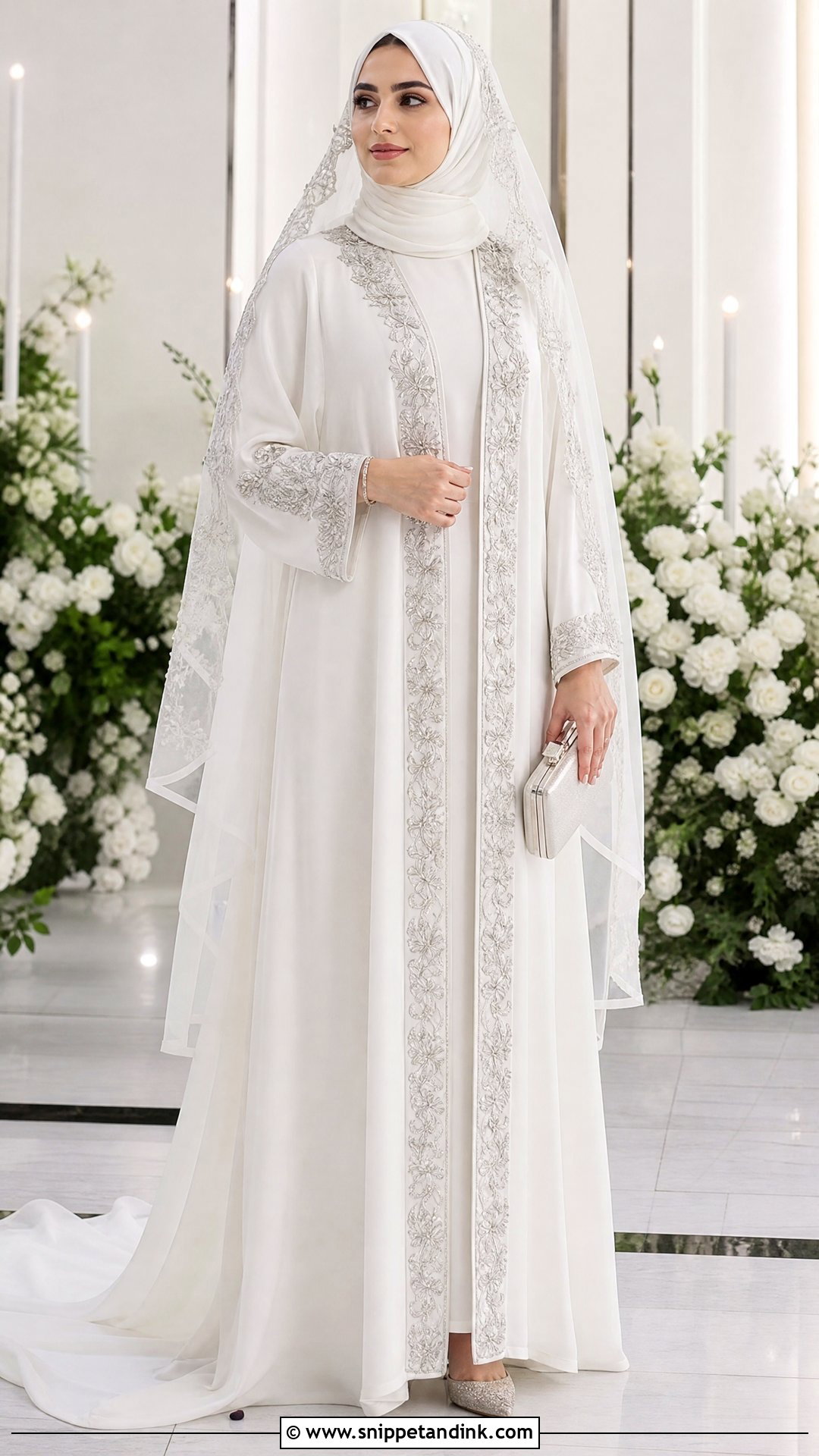 Hijabi Bridal Embroidered Abaya Dress - Snippet and Ink - 20 Hijabi Bridal Dress Ideas