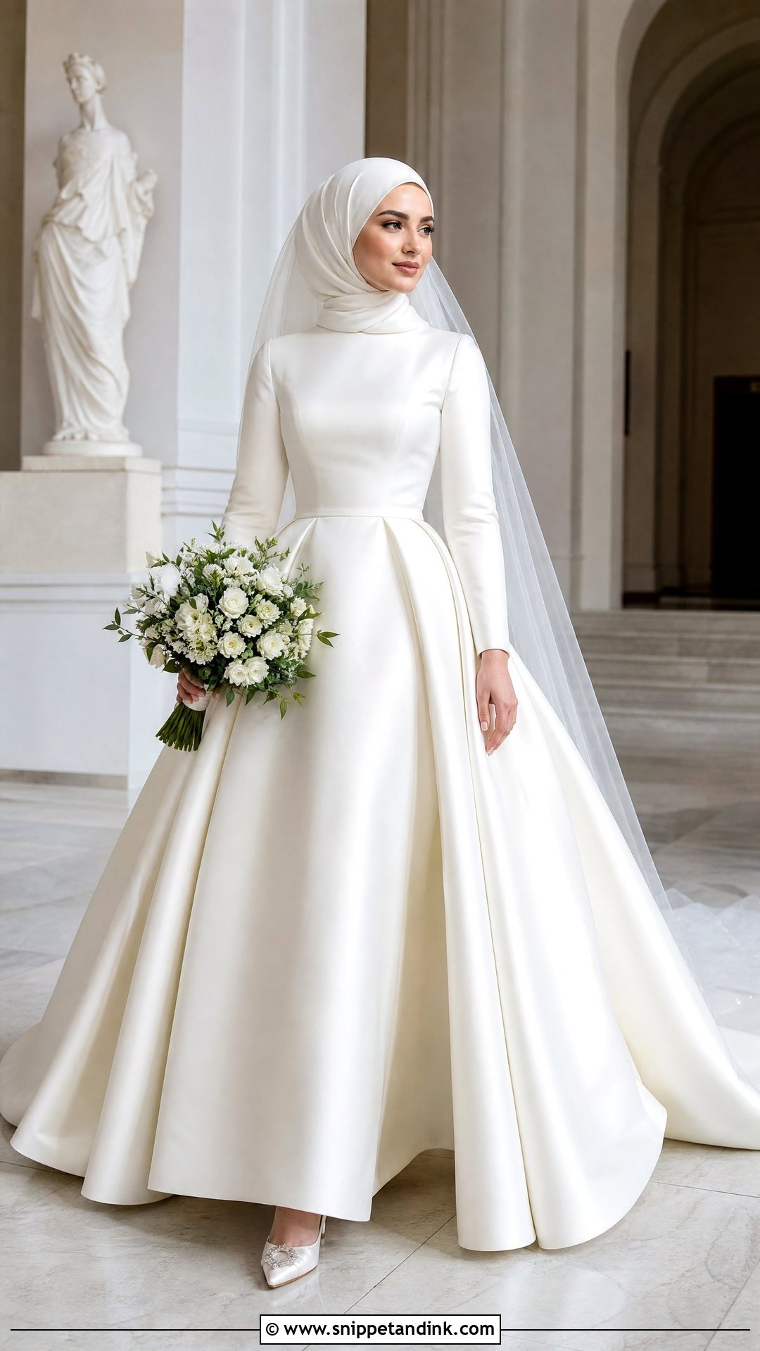 Hijabi Bridal Mikado Ball Gown - Snippet and Ink - 20 Hijabi Bridal Dress Ideas