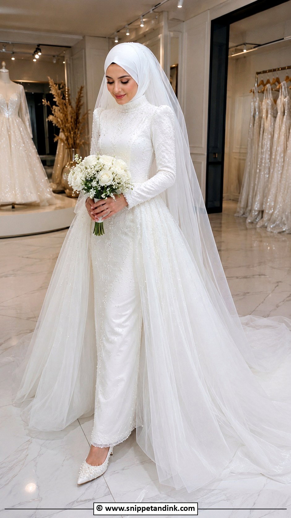 Hijabi Wedding Dress With Overskirt - Snippet and Ink - 30 Hijabi Wedding Dress Ideas